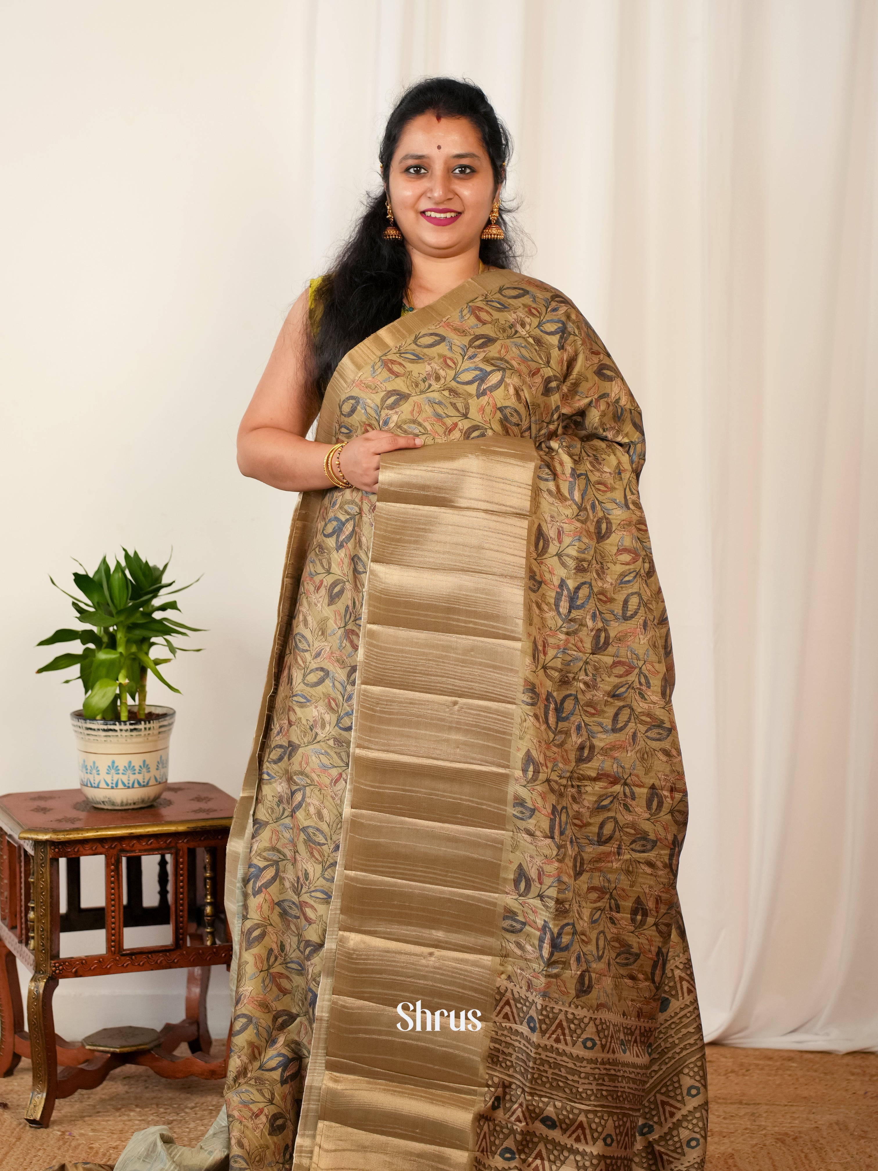 Beige - Matka Cotton Saree - Shop on ShrusEternity.com