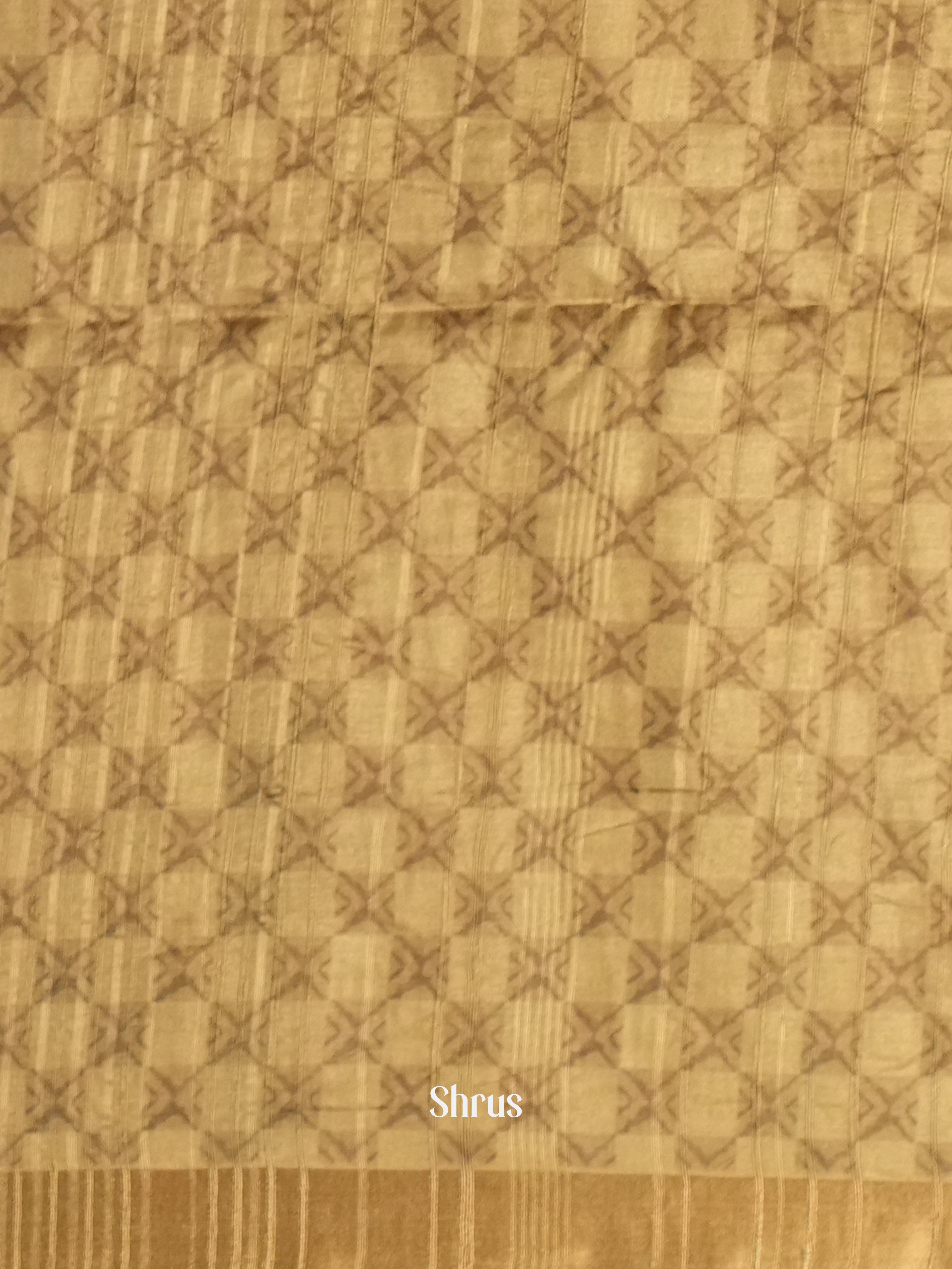 Beige - Matka Cotton Saree - Shop on ShrusEternity.com