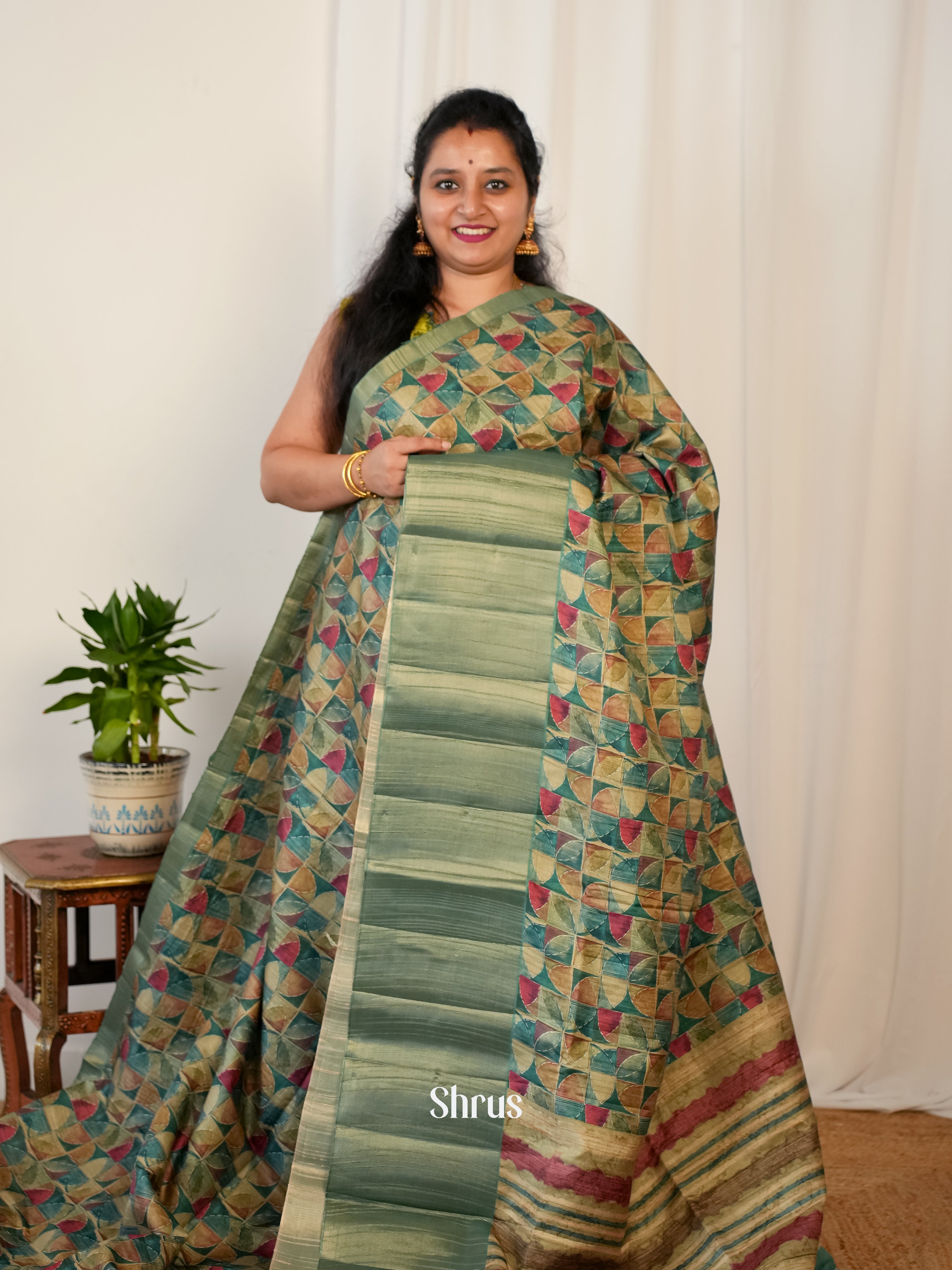 Green - Matka Cotton Saree - Shop on ShrusEternity.com