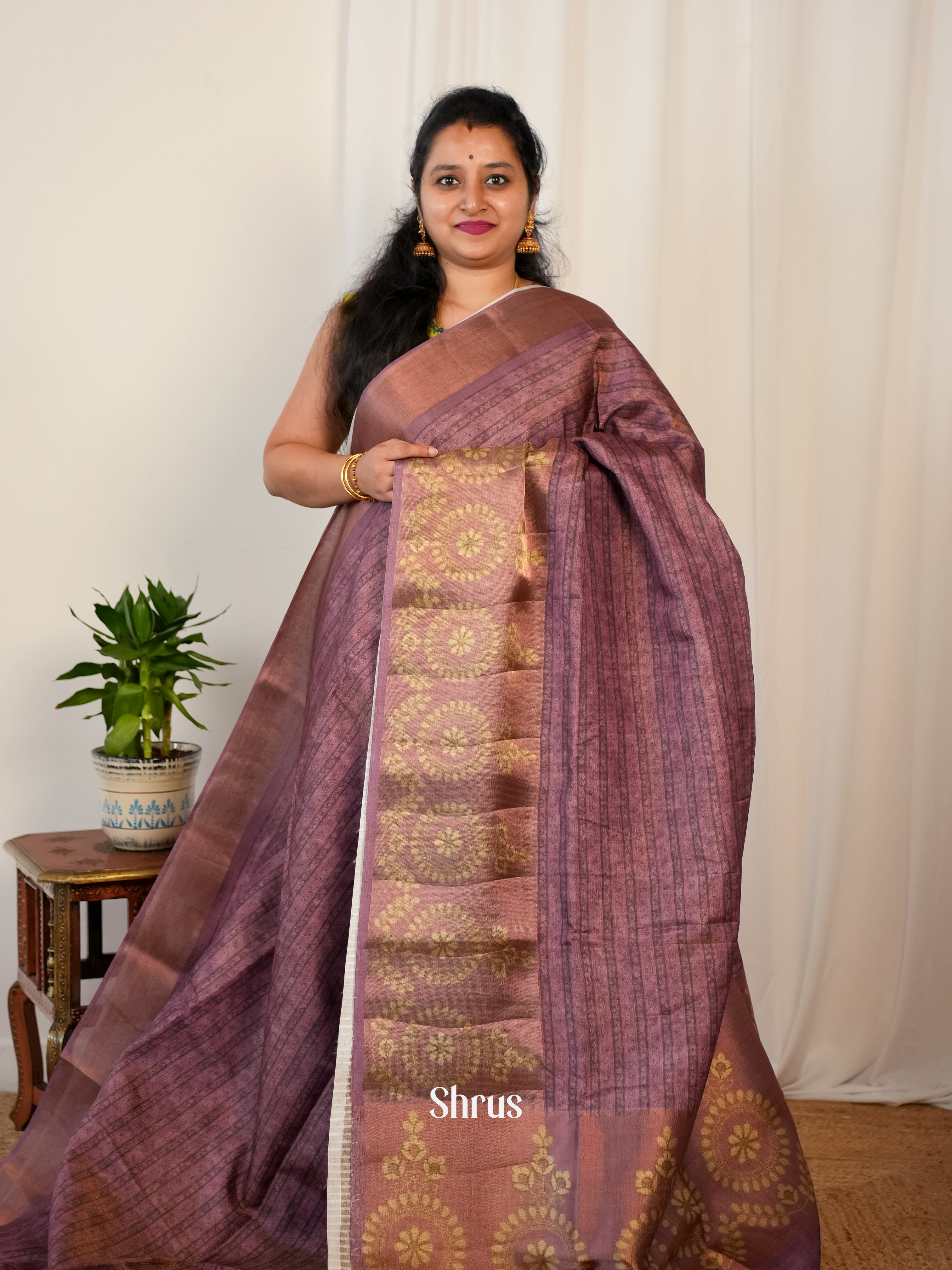 Purple - Matka Cotton Saree - Shop on ShrusEternity.com