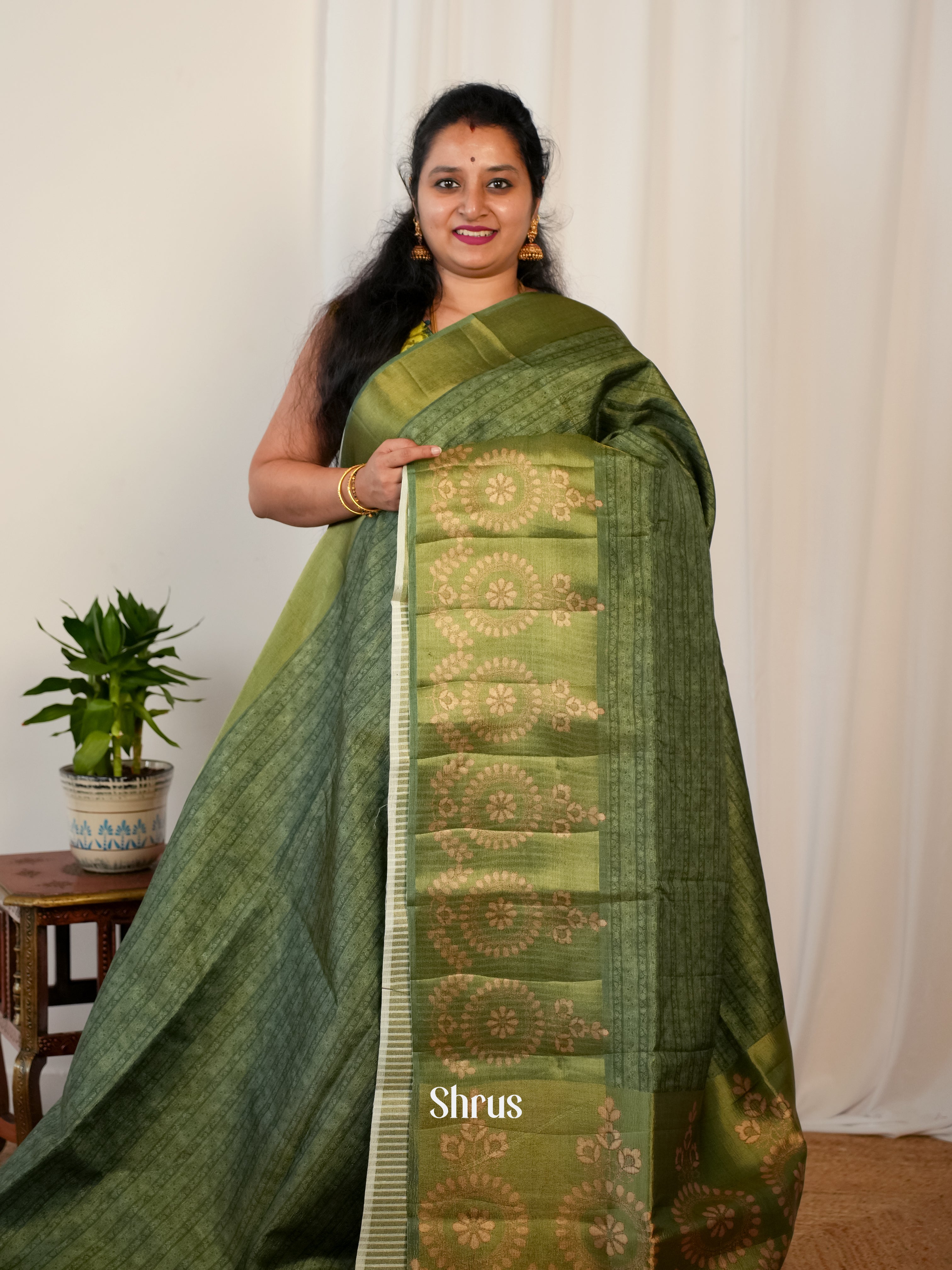 Green - Matka Cotton Saree - Shop on ShrusEternity.com