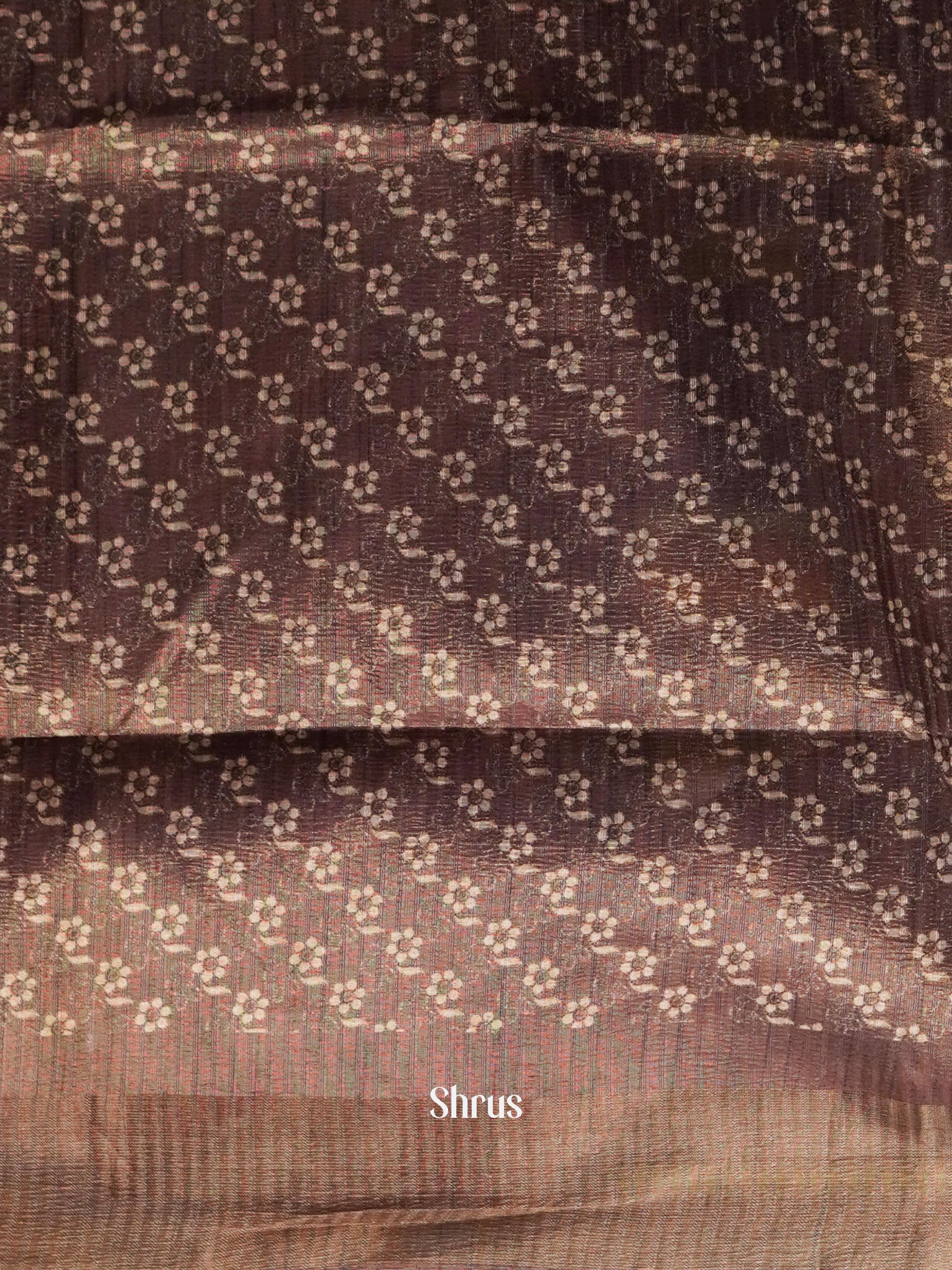 Olive Brown - matka Cotton Saree - Shop on ShrusEternity.com