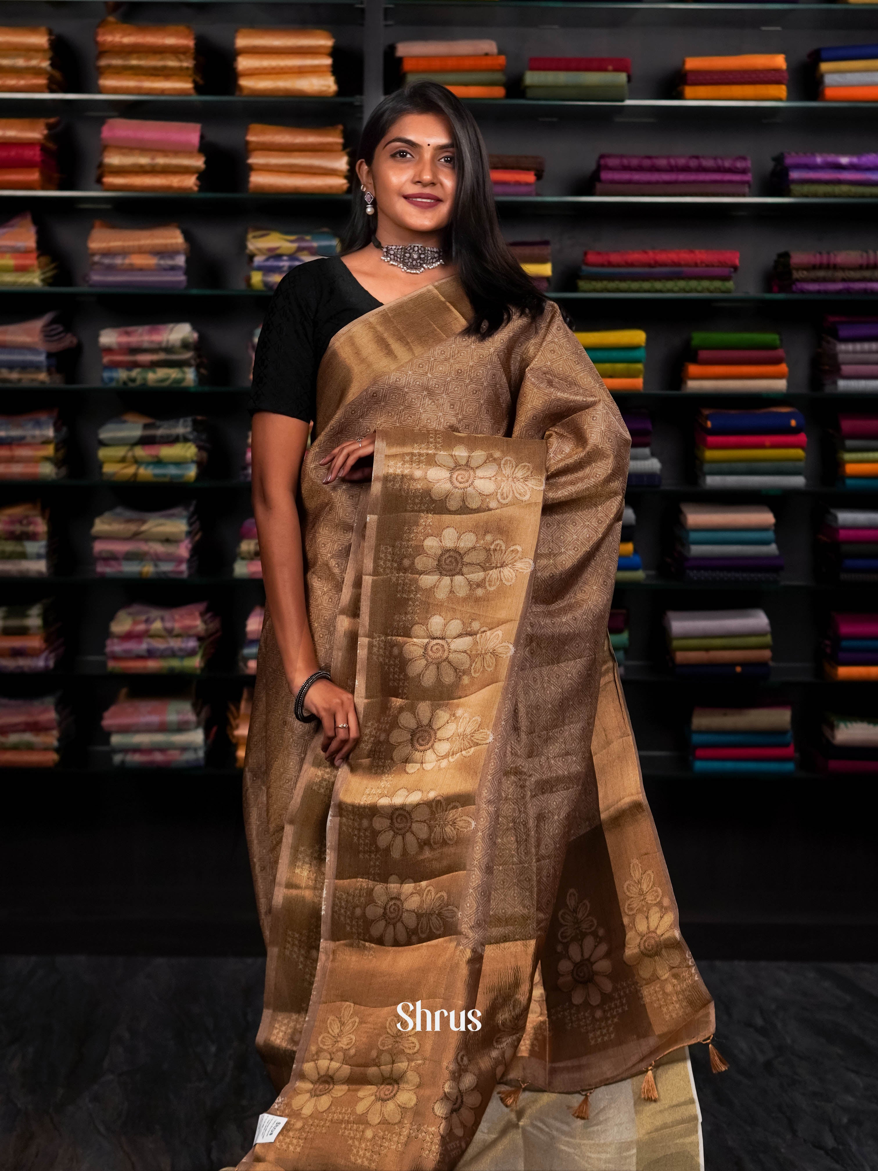 Glitterring Olive Green - matka Cotton Saree - Shop on ShrusEternity.com