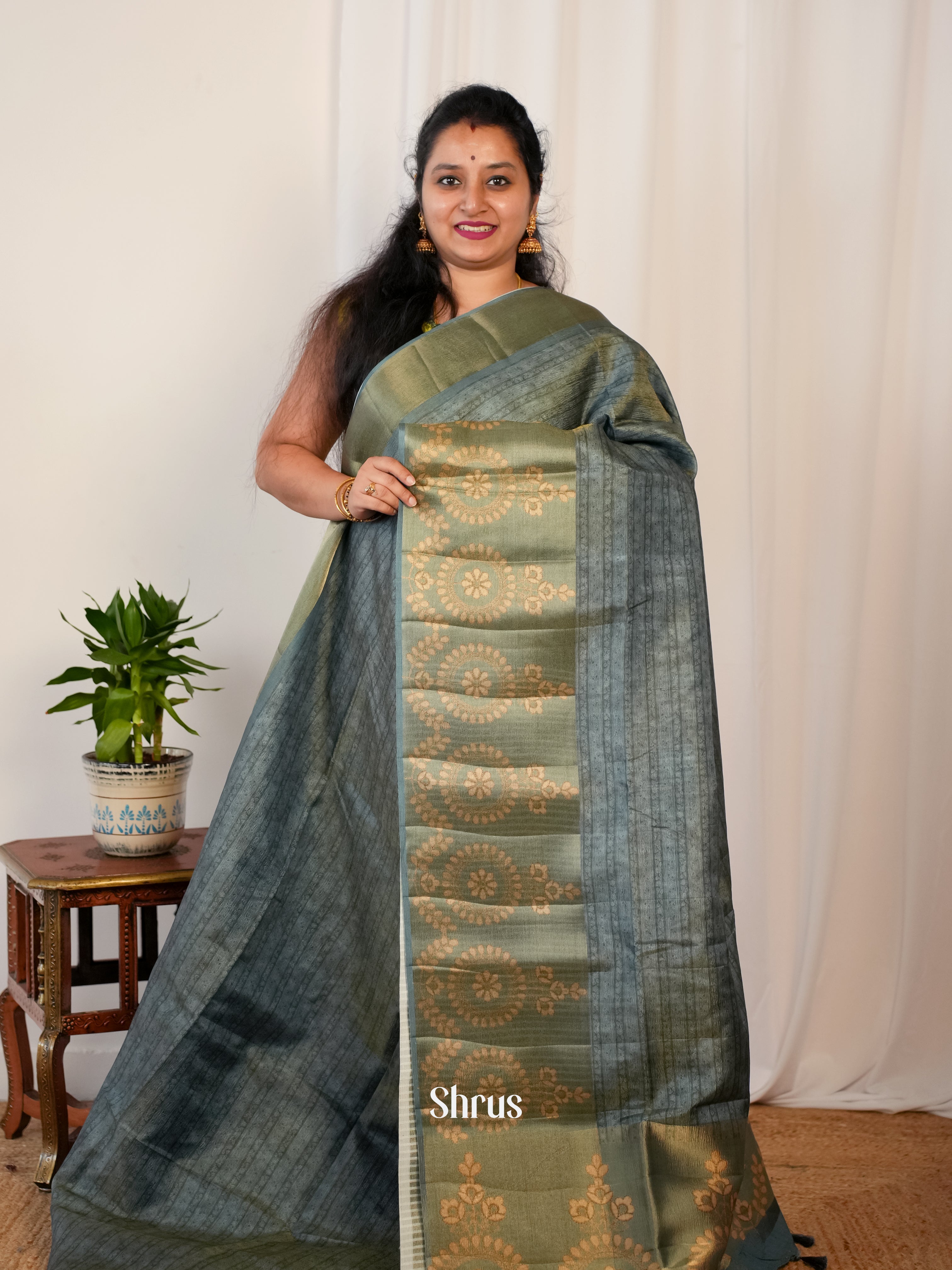 Grey - Matka Cotton Saree - Shop on ShrusEternity.com
