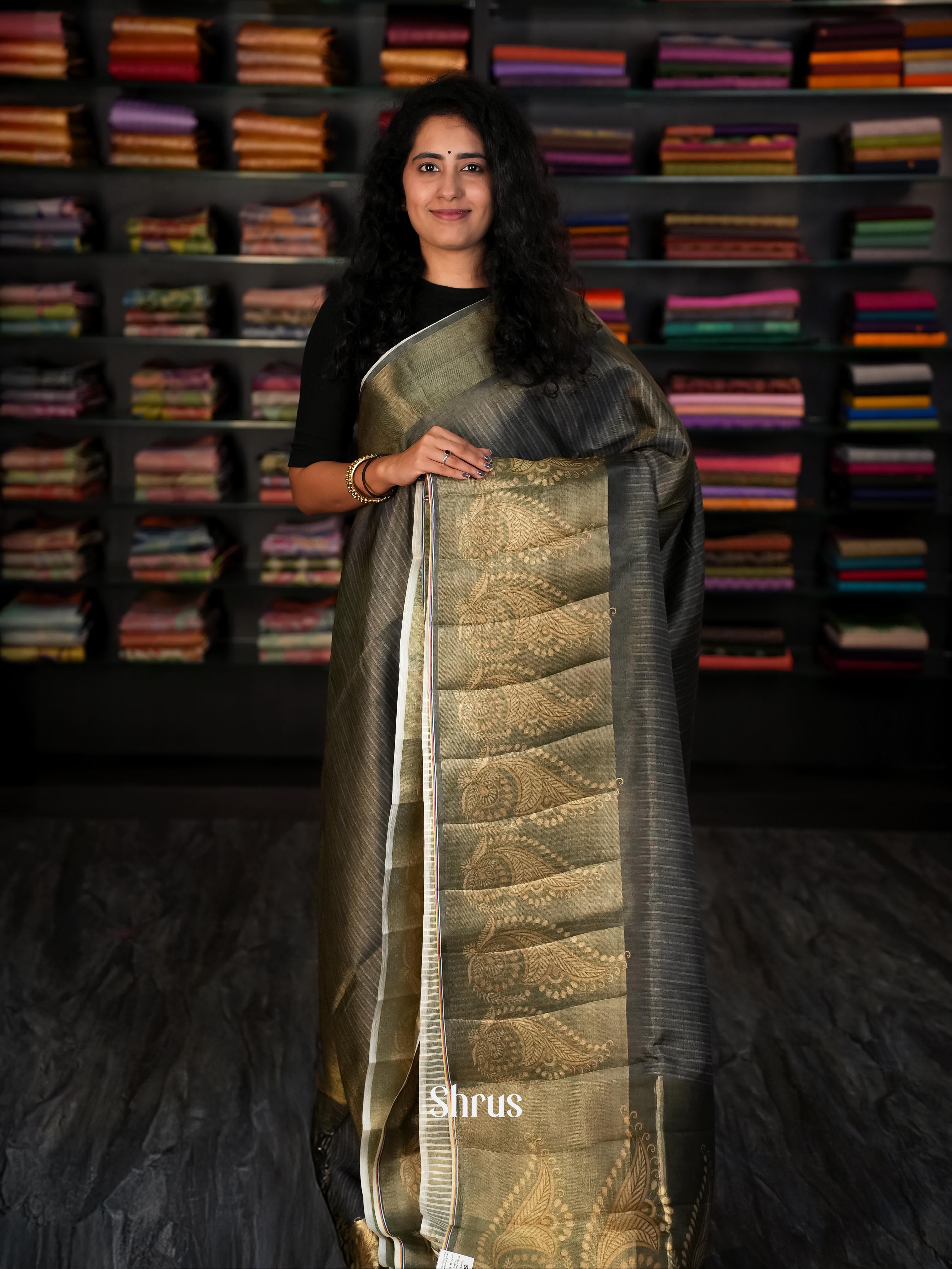 Grey - matka Cotton Saree - Shop on ShrusEternity.com