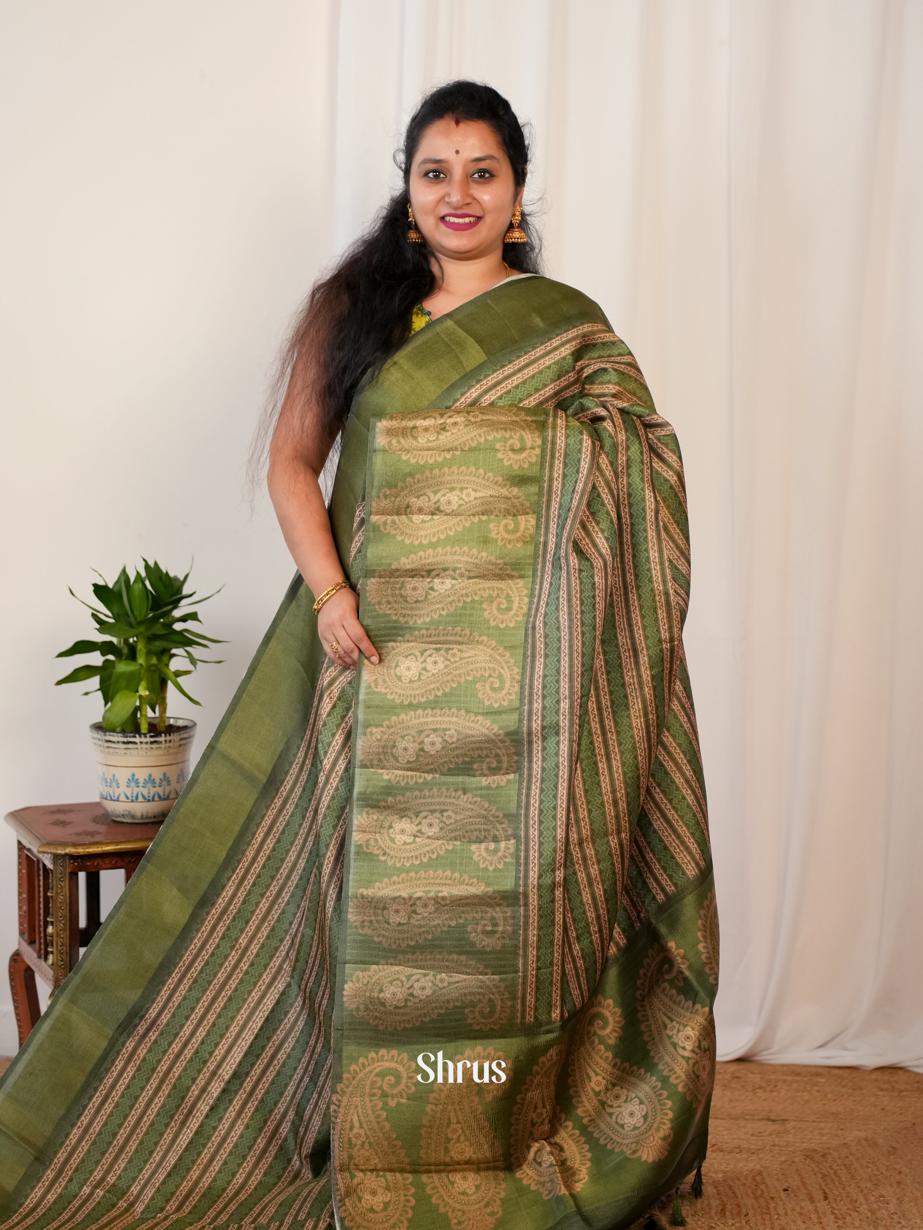 Green - Matka Cotton Saree - Shop on ShrusEternity.com