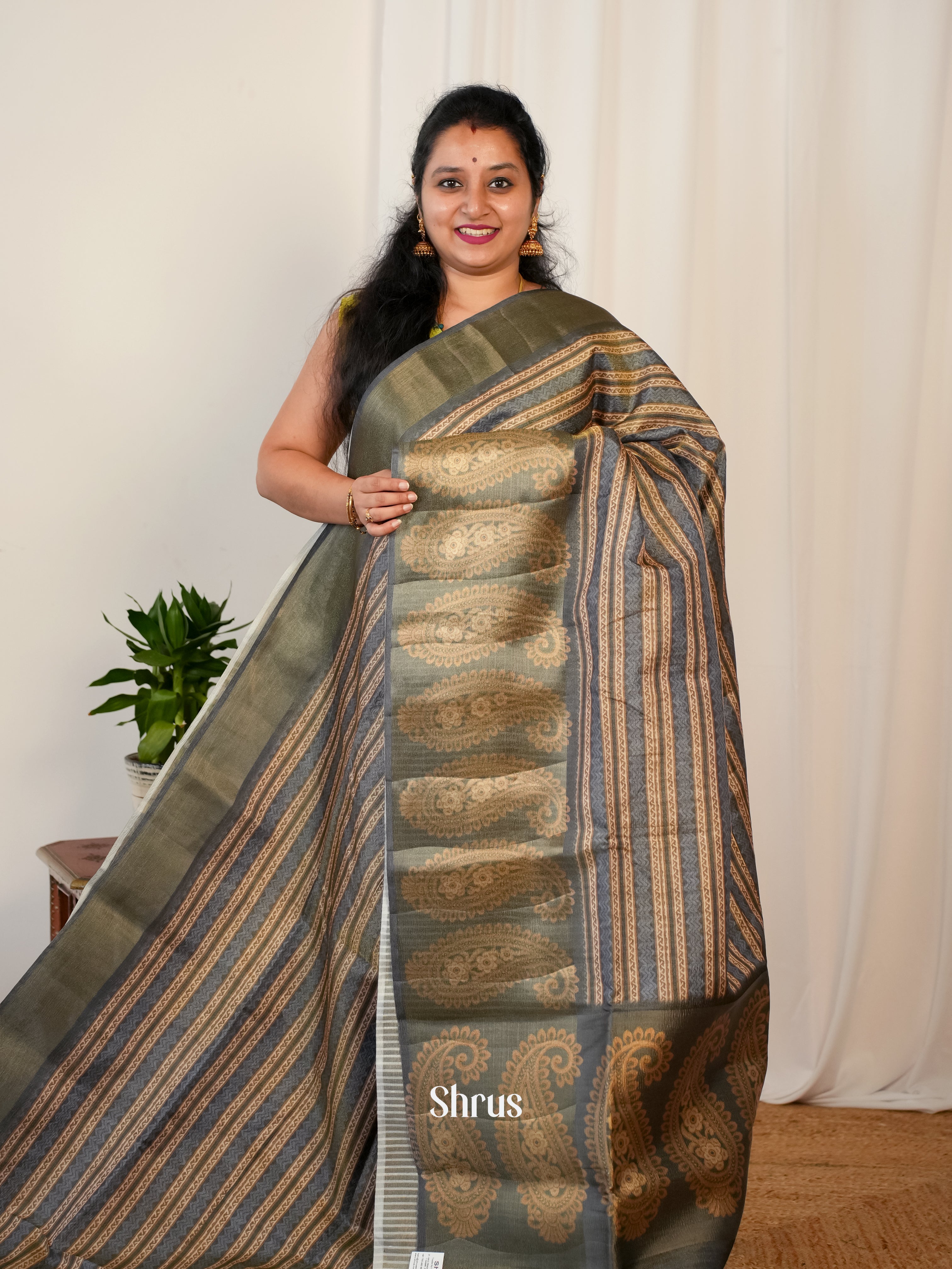 Grey - Matka Cotton Saree - Shop on ShrusEternity.com