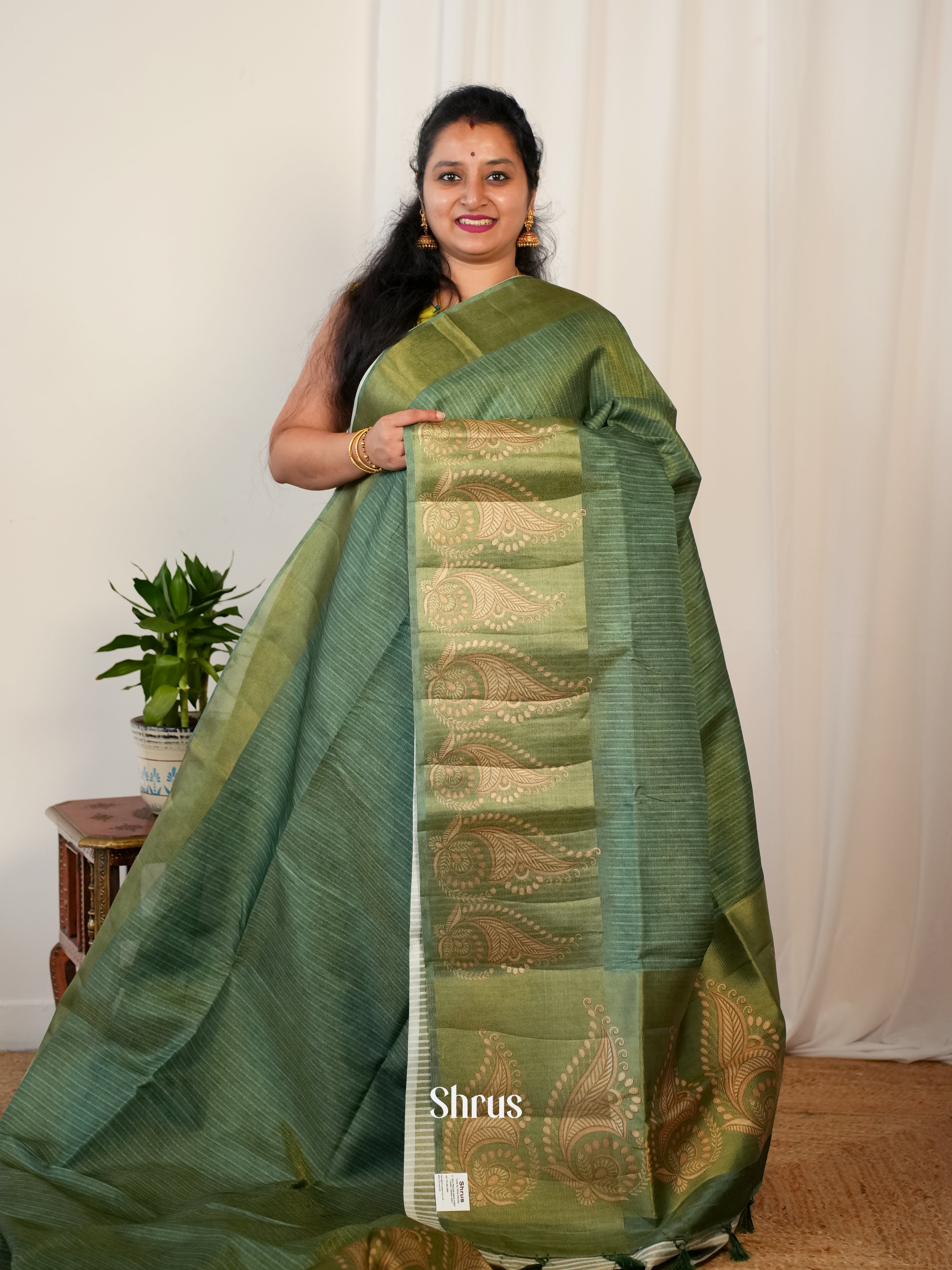 Green - Matka Cotton Saree - Shop on ShrusEternity.com