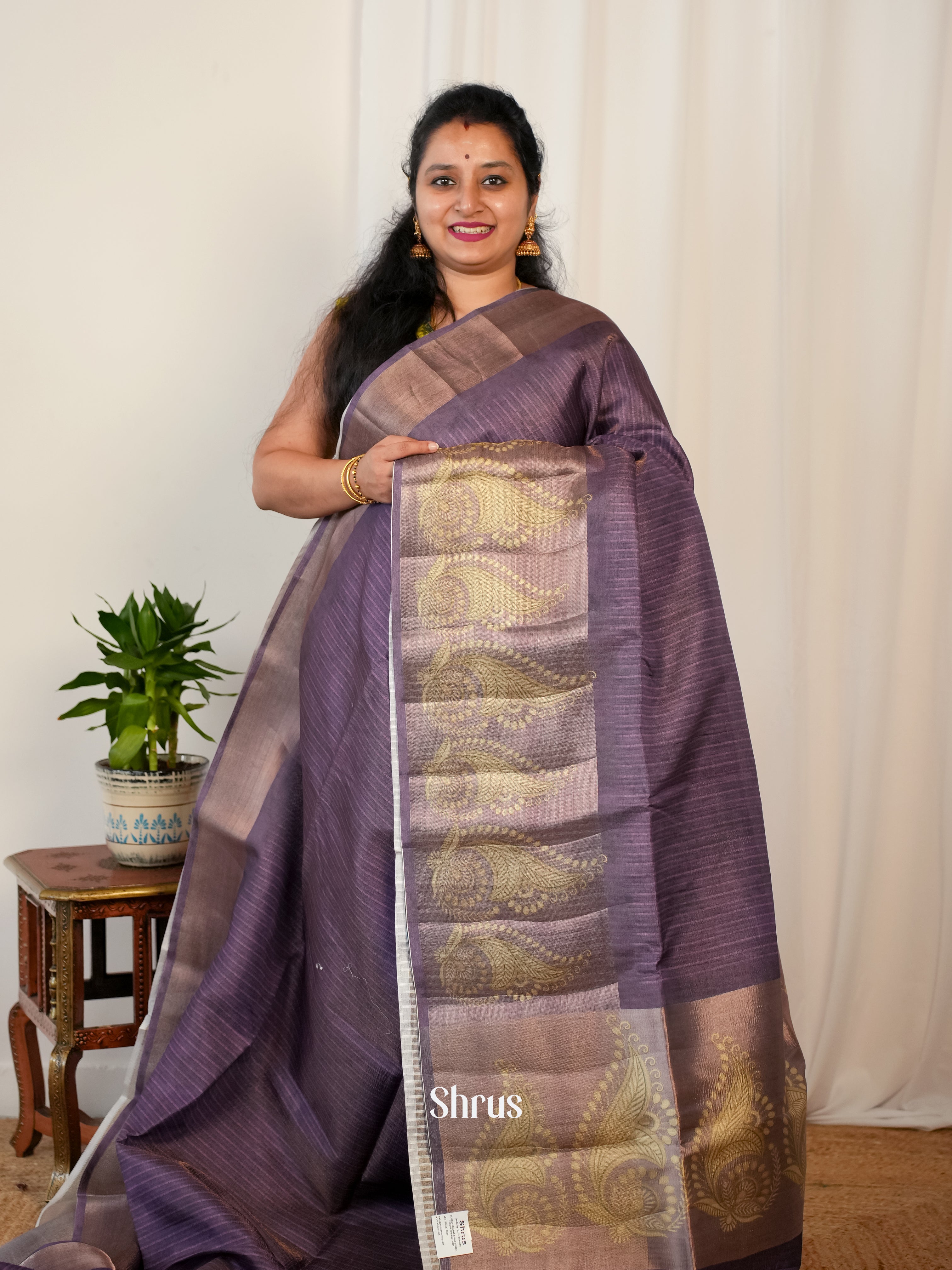 Purple - Matka Cotton Saree - Shop on ShrusEternity.com