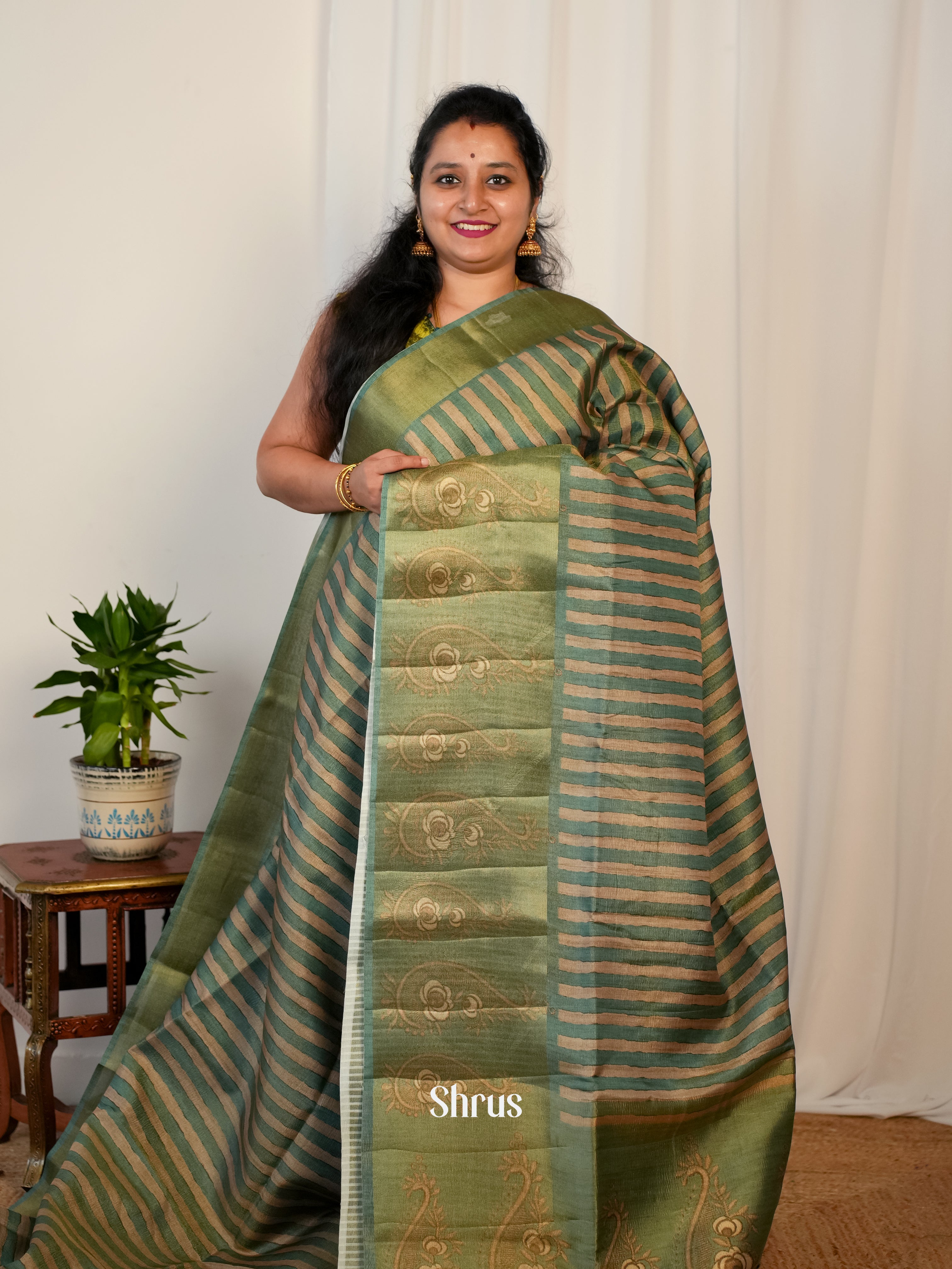 Green - Matka Cotton Saree - Shop on ShrusEternity.com