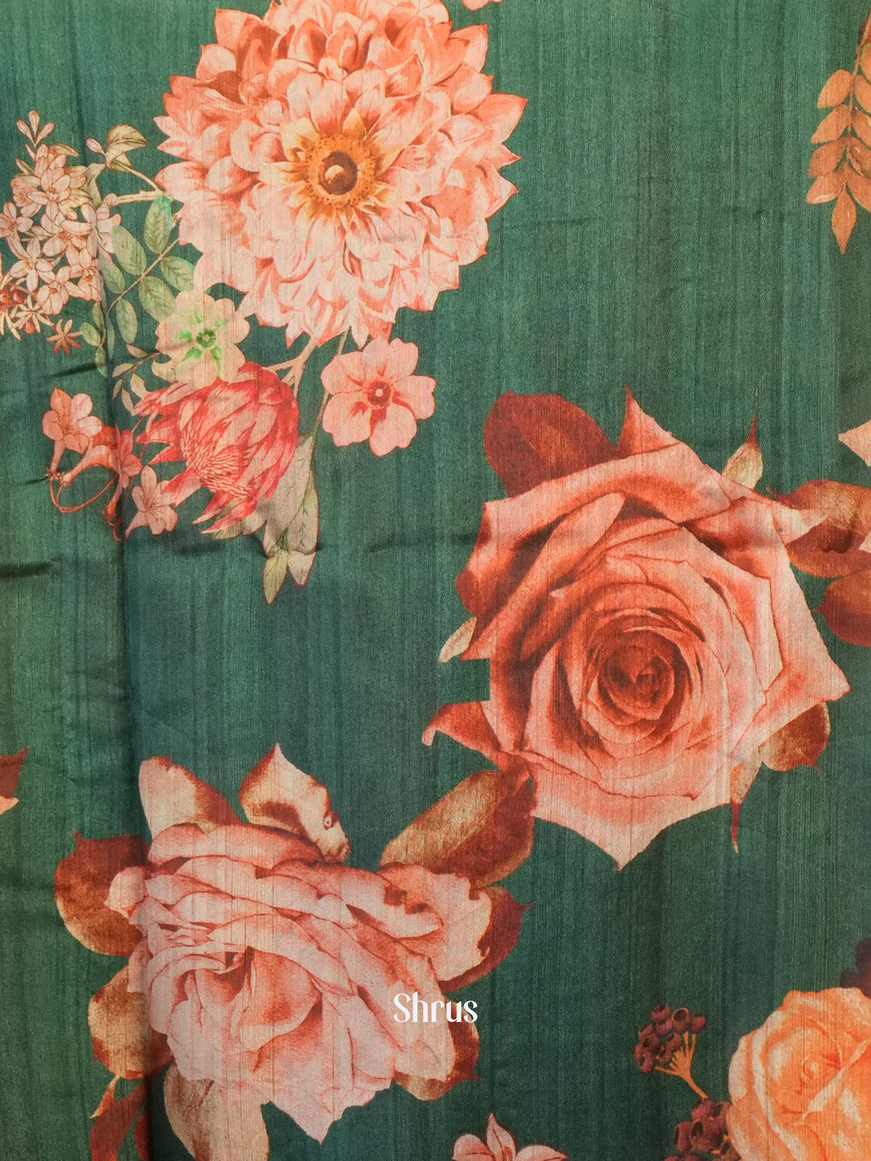 Cream & Green - Matka Cotton Saree - Shop on ShrusEternity.com