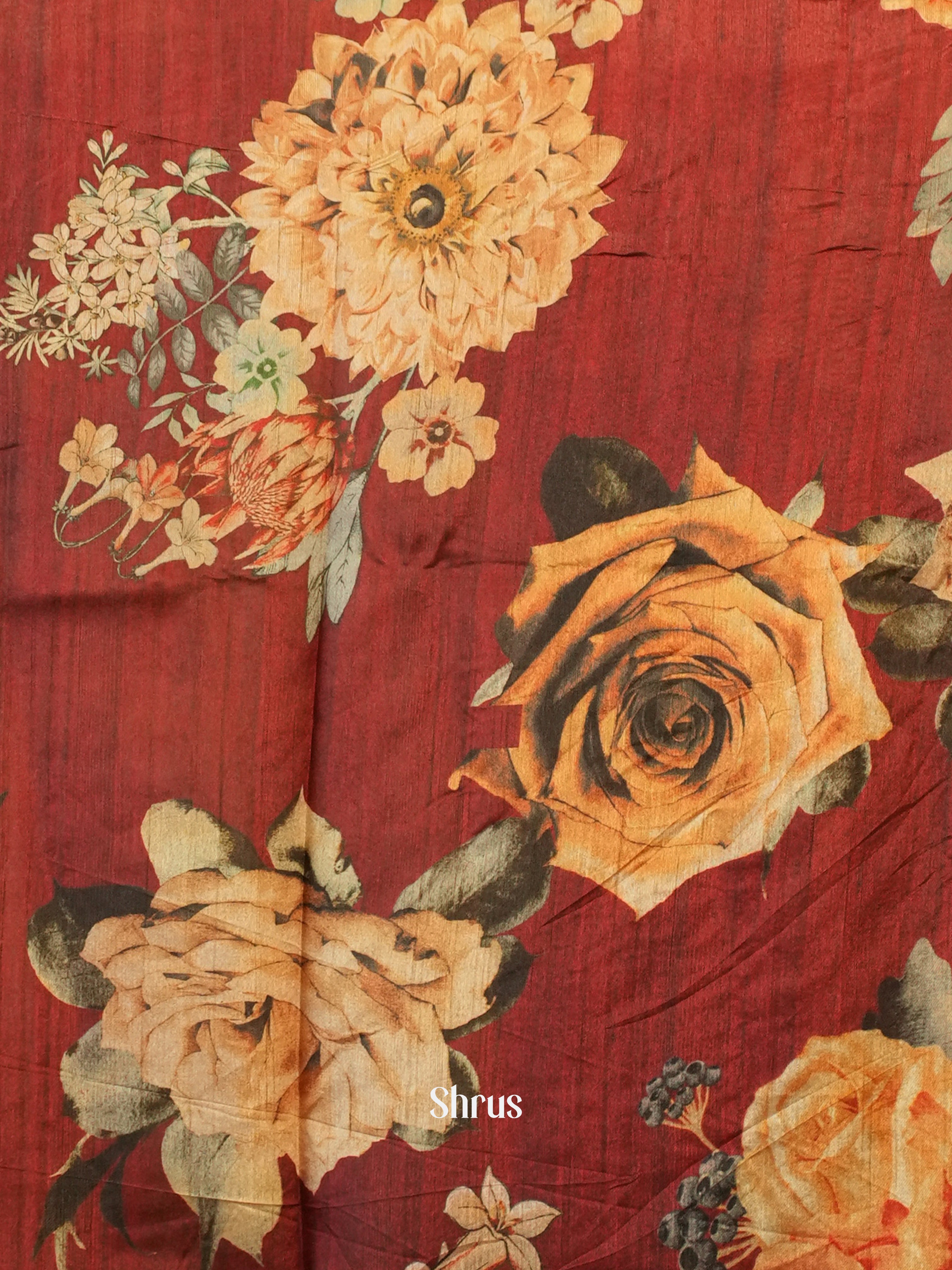 Cream & Red - Matka Cotton Saree - Shop on ShrusEternity.com