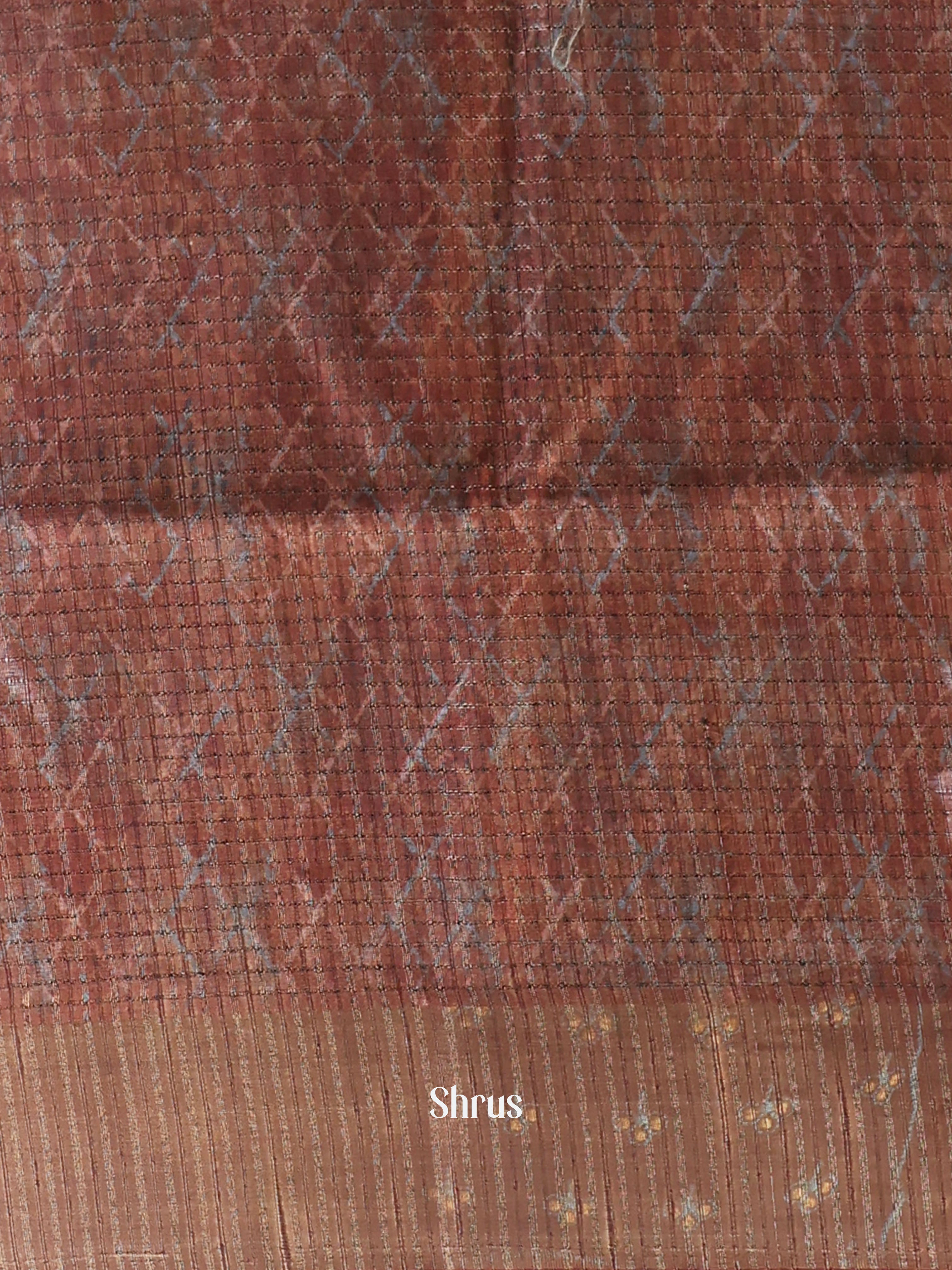Brown - Semi Tussar Saree - Shop on ShrusEternity.com