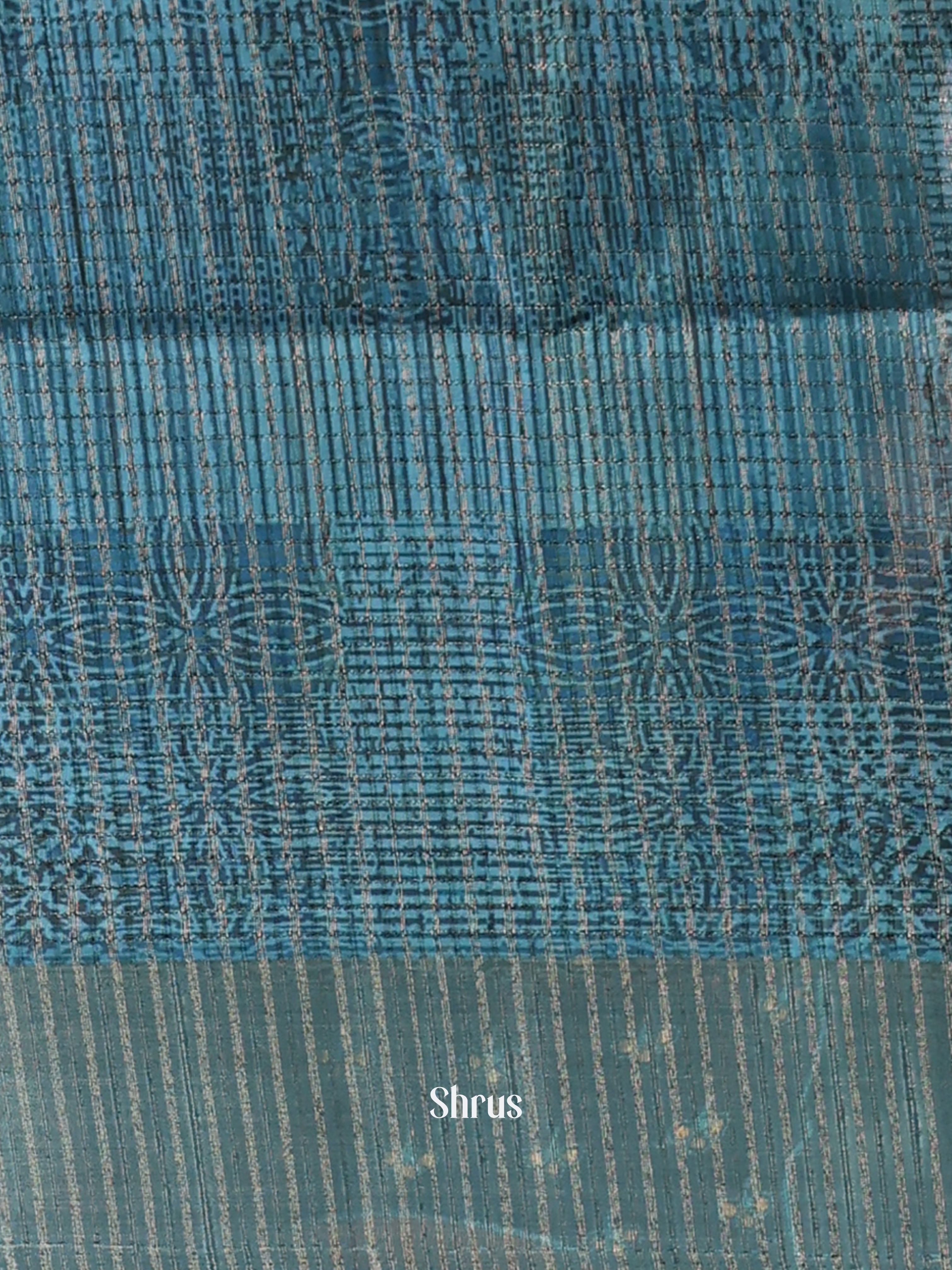 Blue - Semi Tussar Saree - Shop on ShrusEternity.com