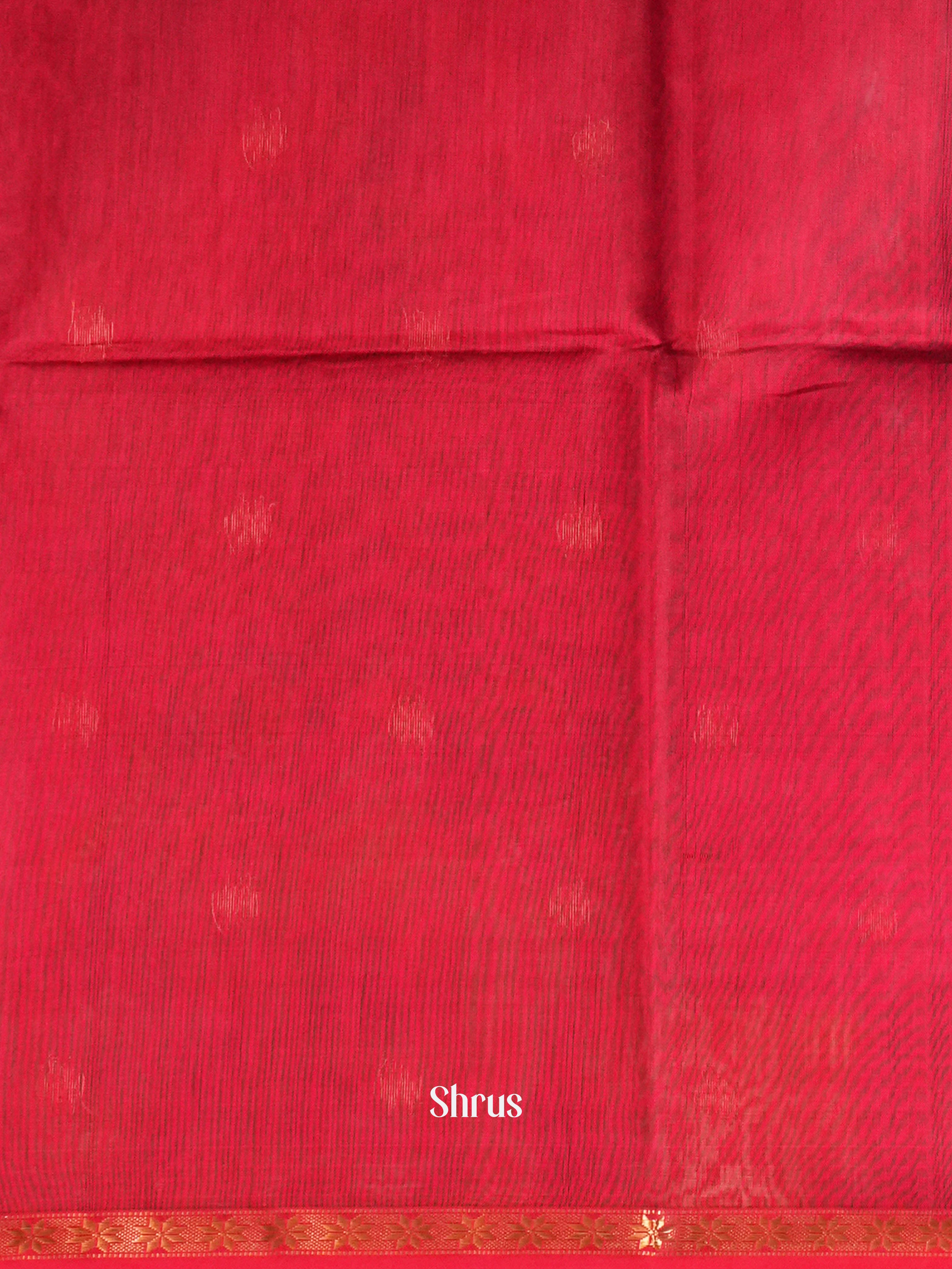 Mehendi green Red Maheshwari silkcotton Saree - Shop on ShrusEternity.com