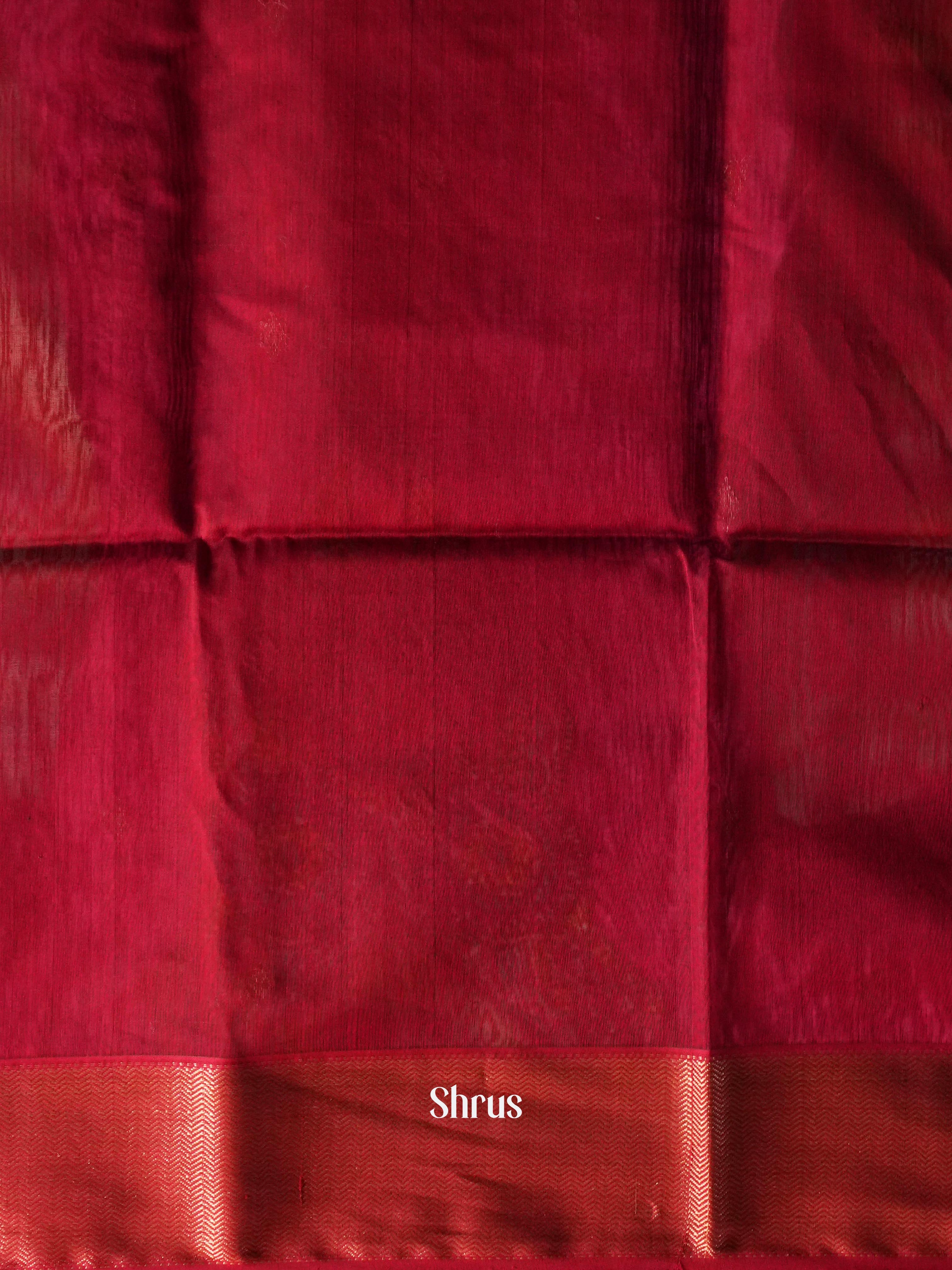 Olive Green & Red - Maheshwari silkcotton Saree - Shop on ShrusEternity.com