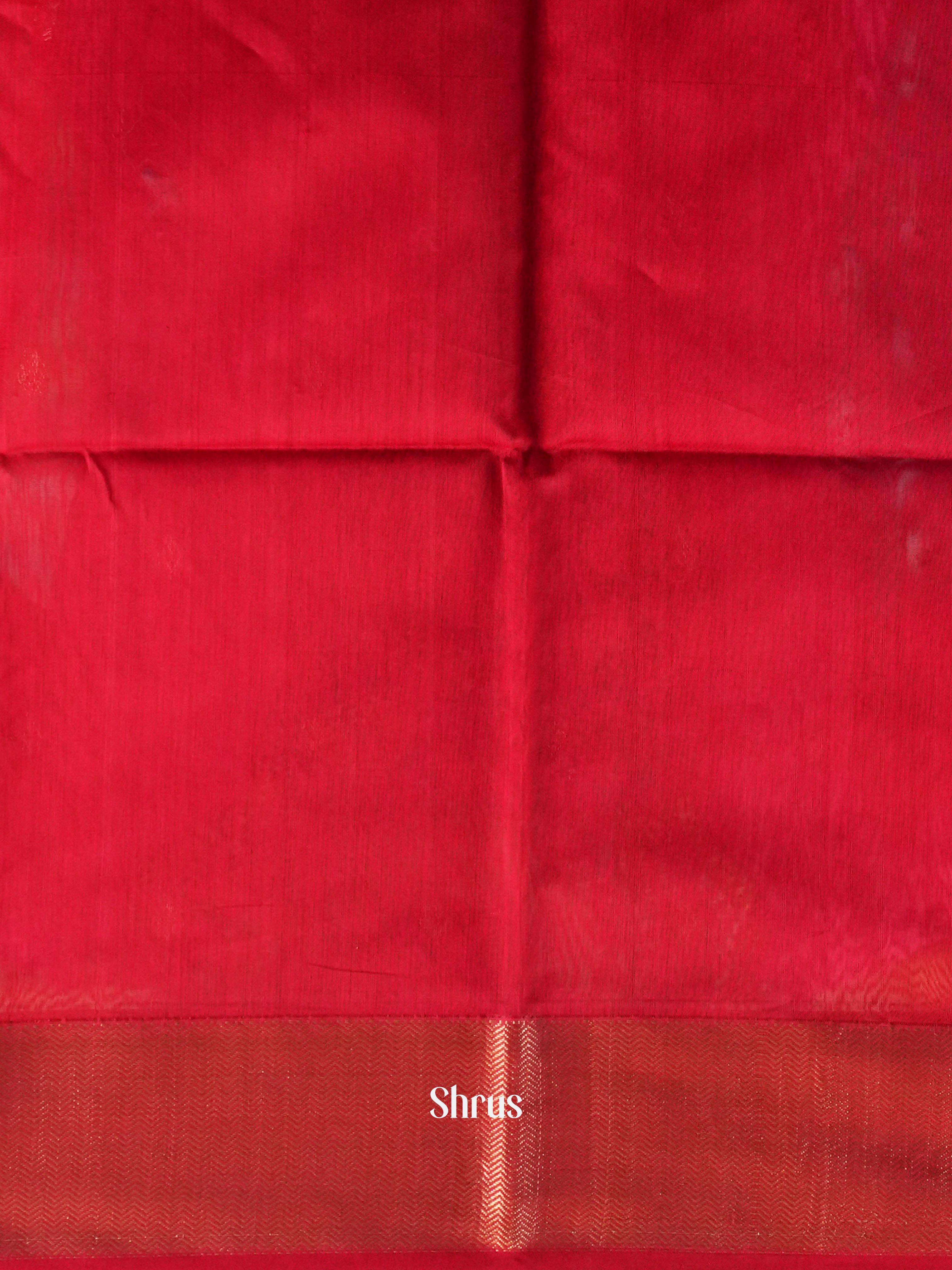 Golden Orange & Red - Maheshwari silkcotton saree - Shop on ShrusEternity.com