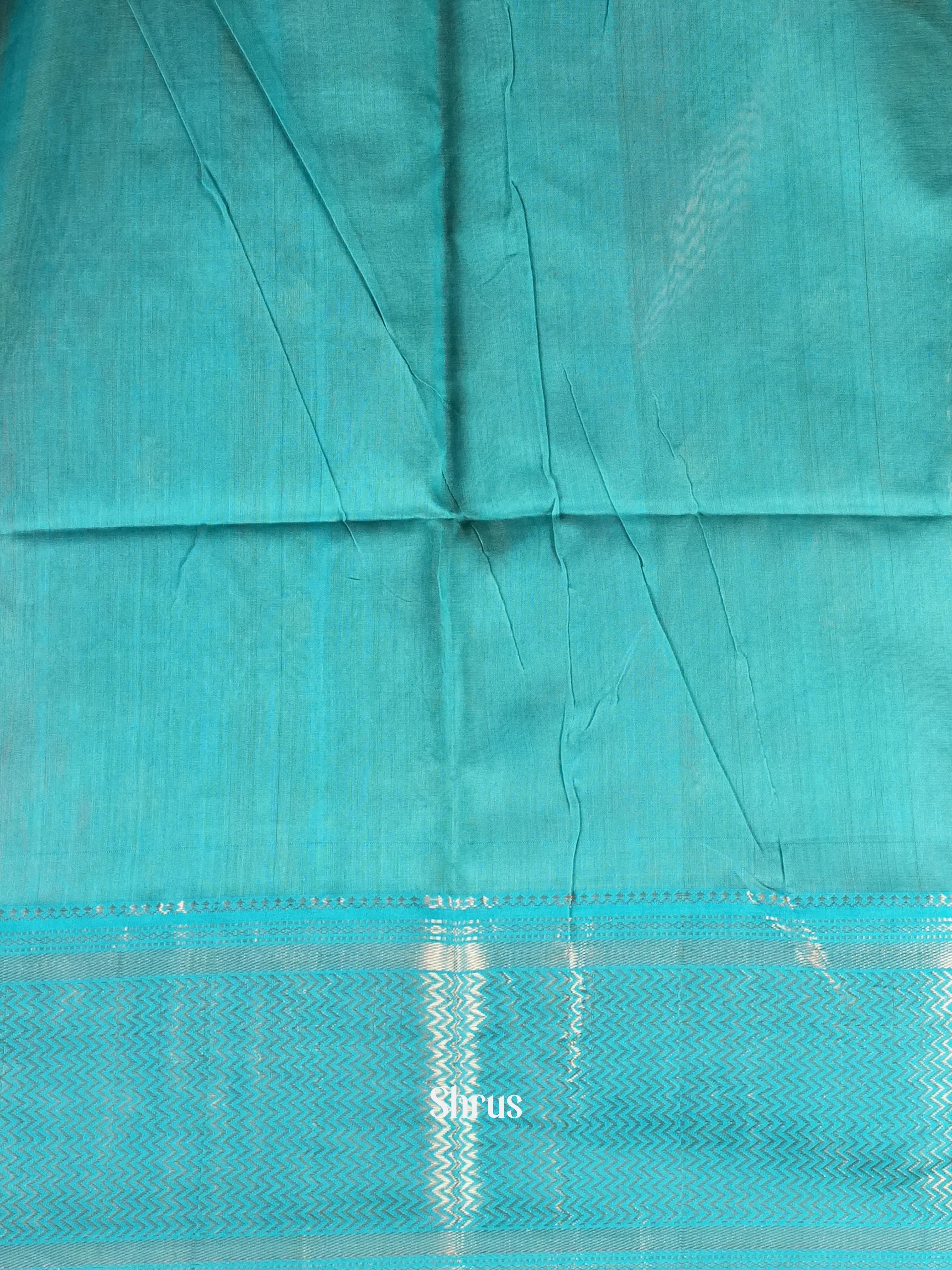Yellow Blue Maheshwari silkcotton Saree - Shop on ShrusEternity.com