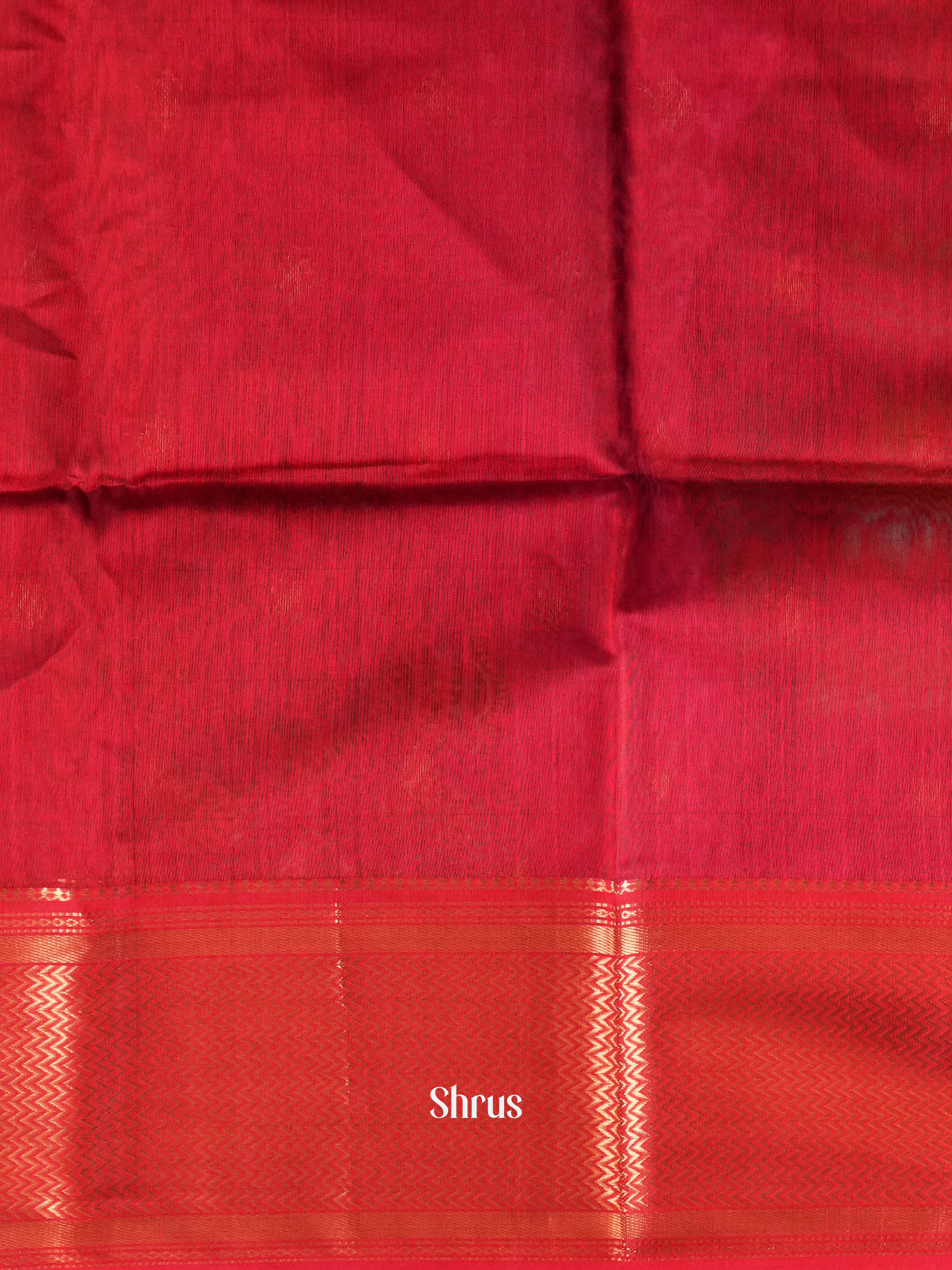 Green & Red Maheshwari silkcotton Saree - Shop on ShrusEternity.com
