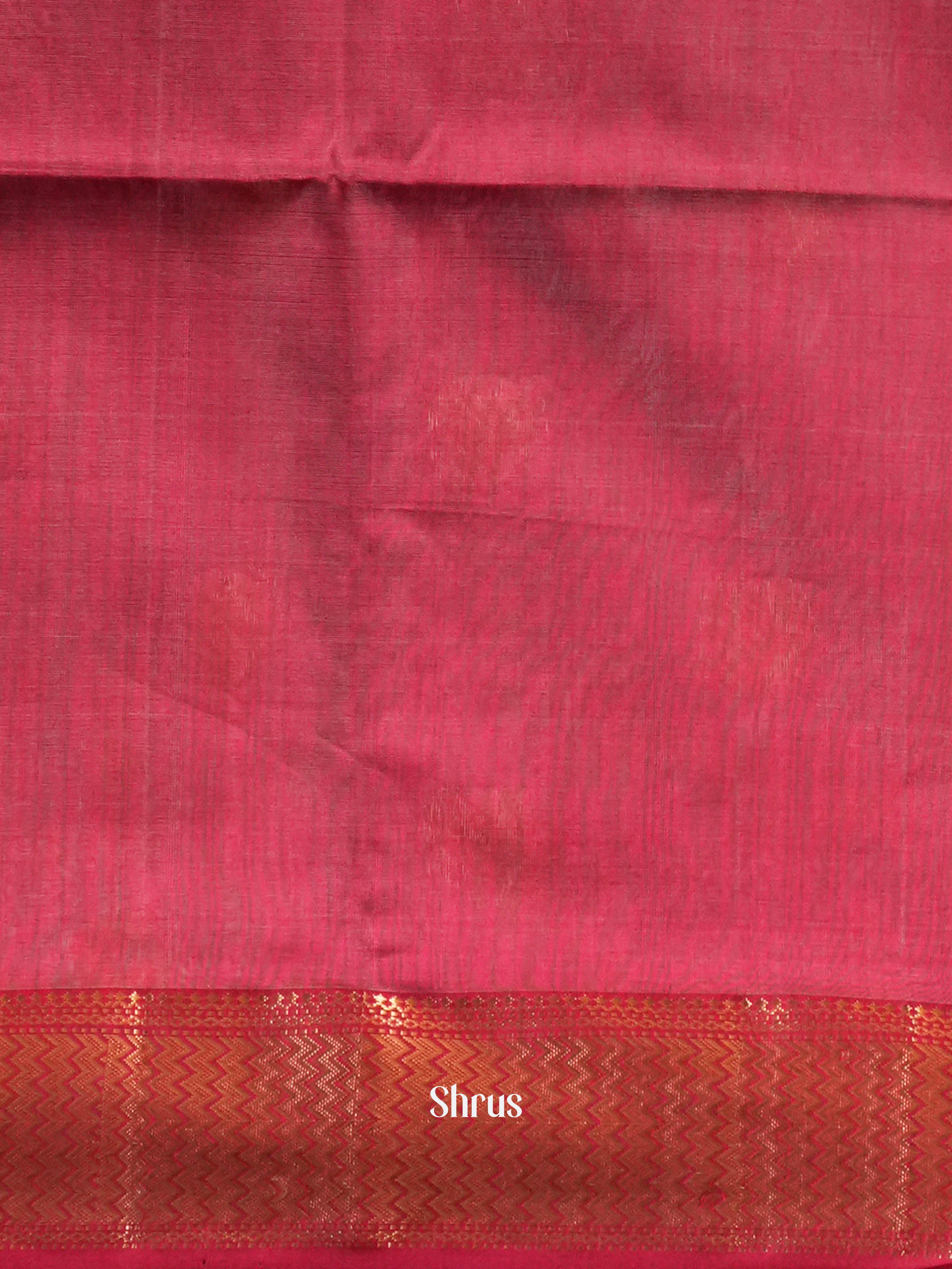 Biege & Pink Maheshwari silkcotton Saree - Shop on ShrusEternity.com