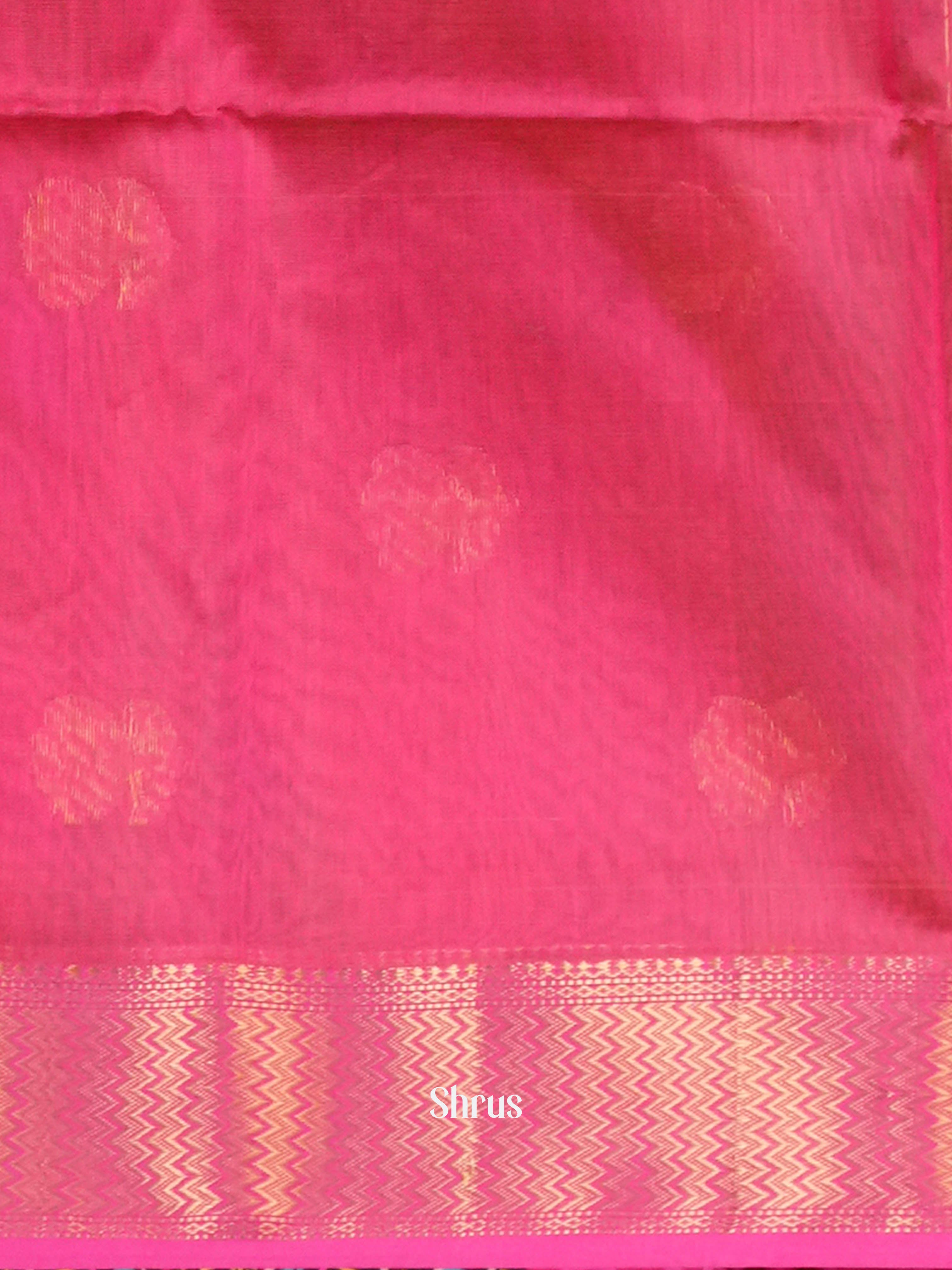 Yellow & Pink Maheshwari silkcotton Saree - Shop on ShrusEternity.com