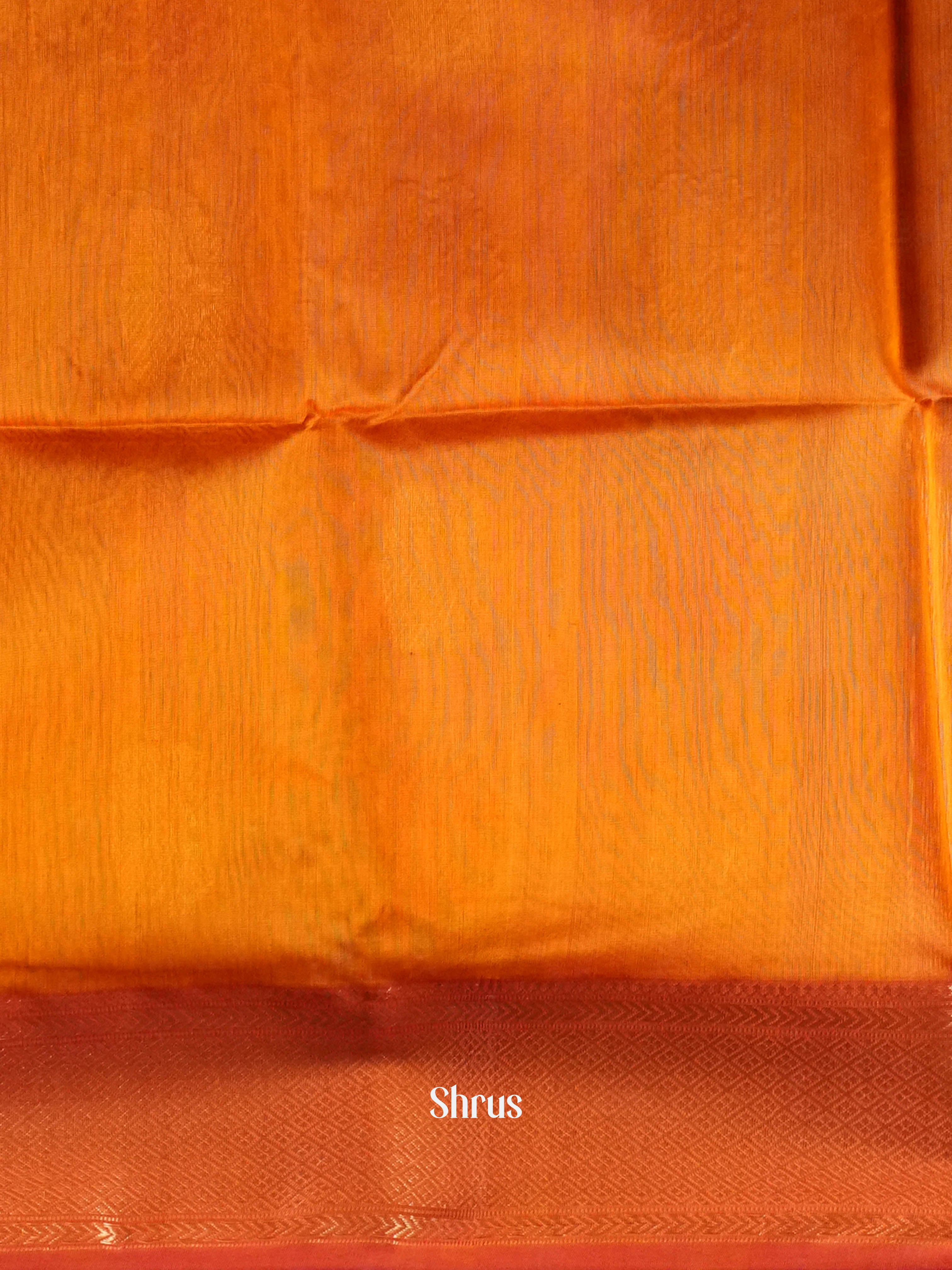 Fiery orange Maheshwari silkcotton Saree - Shop on ShrusEternity.com