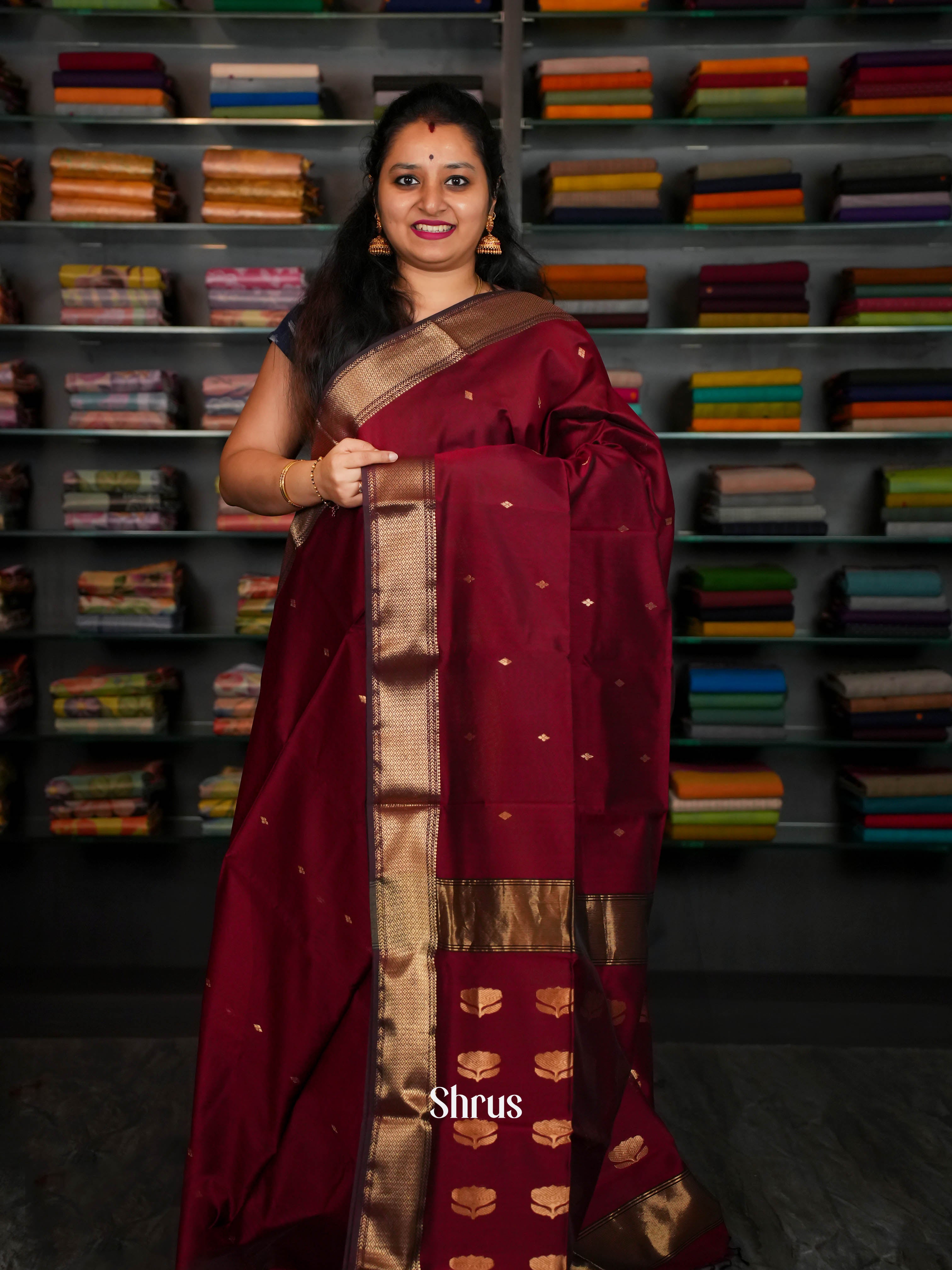 CIS05041 - Maheshwari silkcotton Saree - Shop on ShrusEternity.com