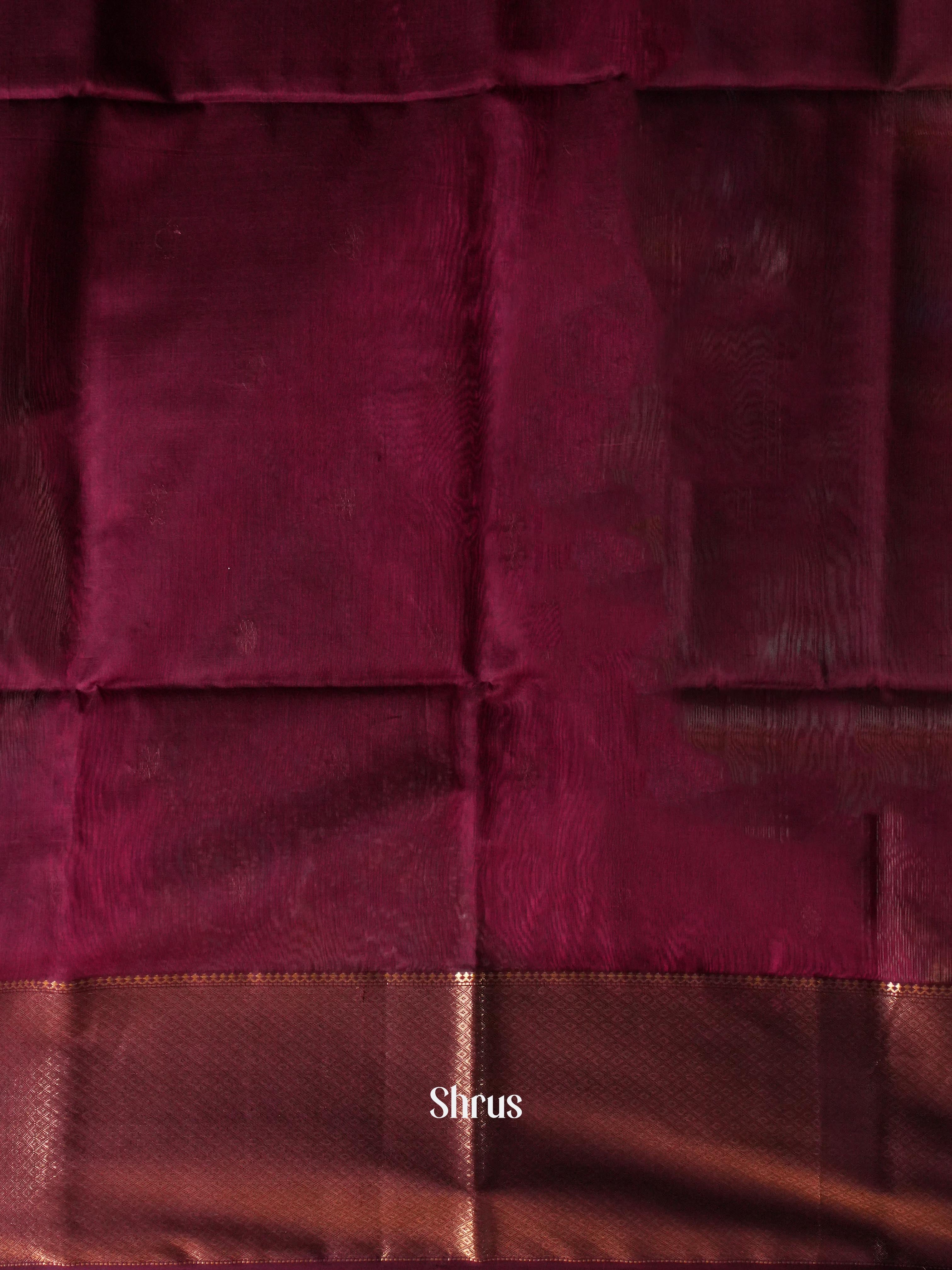 Deep wine Maheshwari silkcotton Saree - Shop on ShrusEternity.com