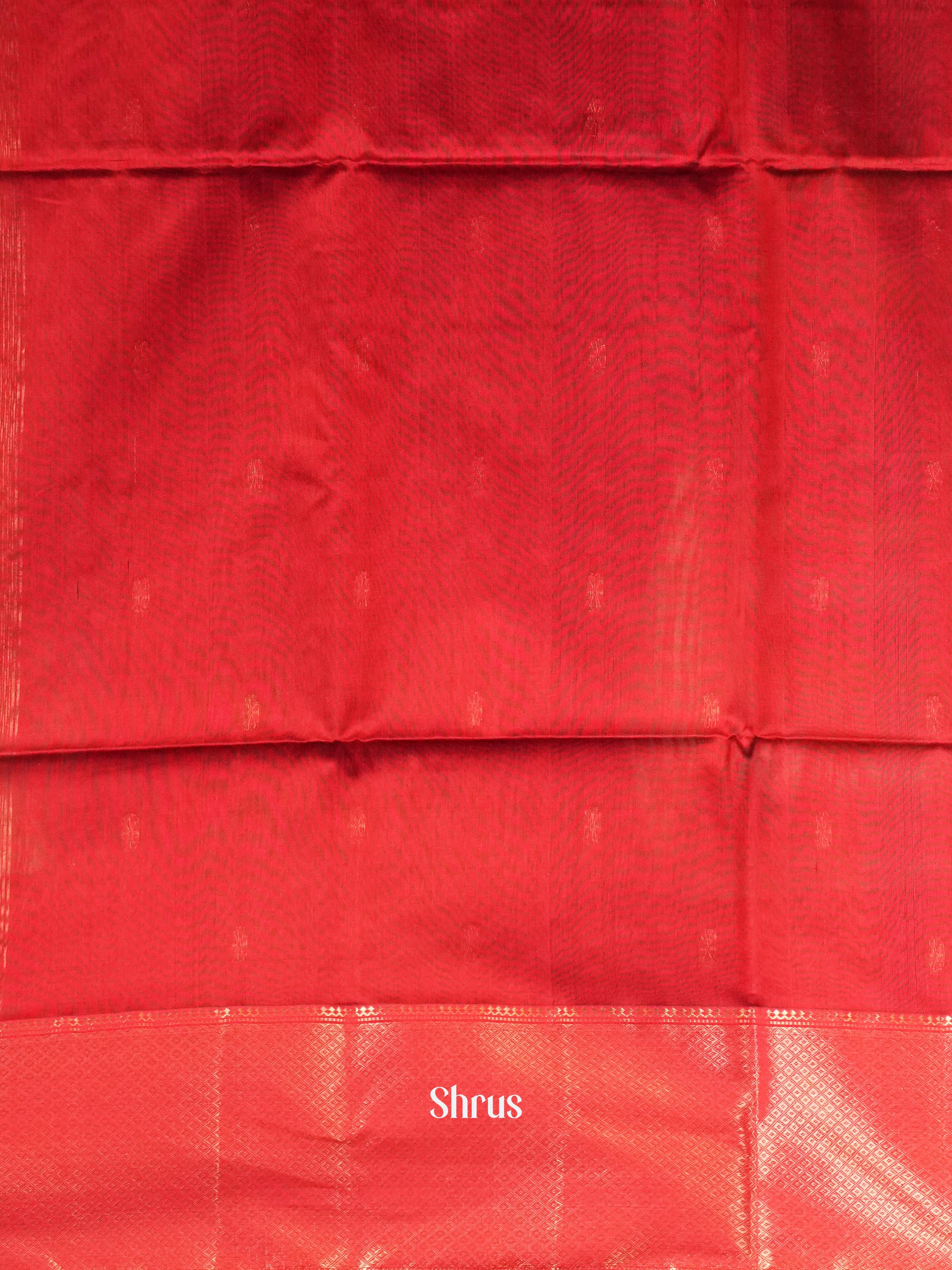 Bottle green Red Maheshwari silkcotton Saree - Shop on ShrusEternity.com