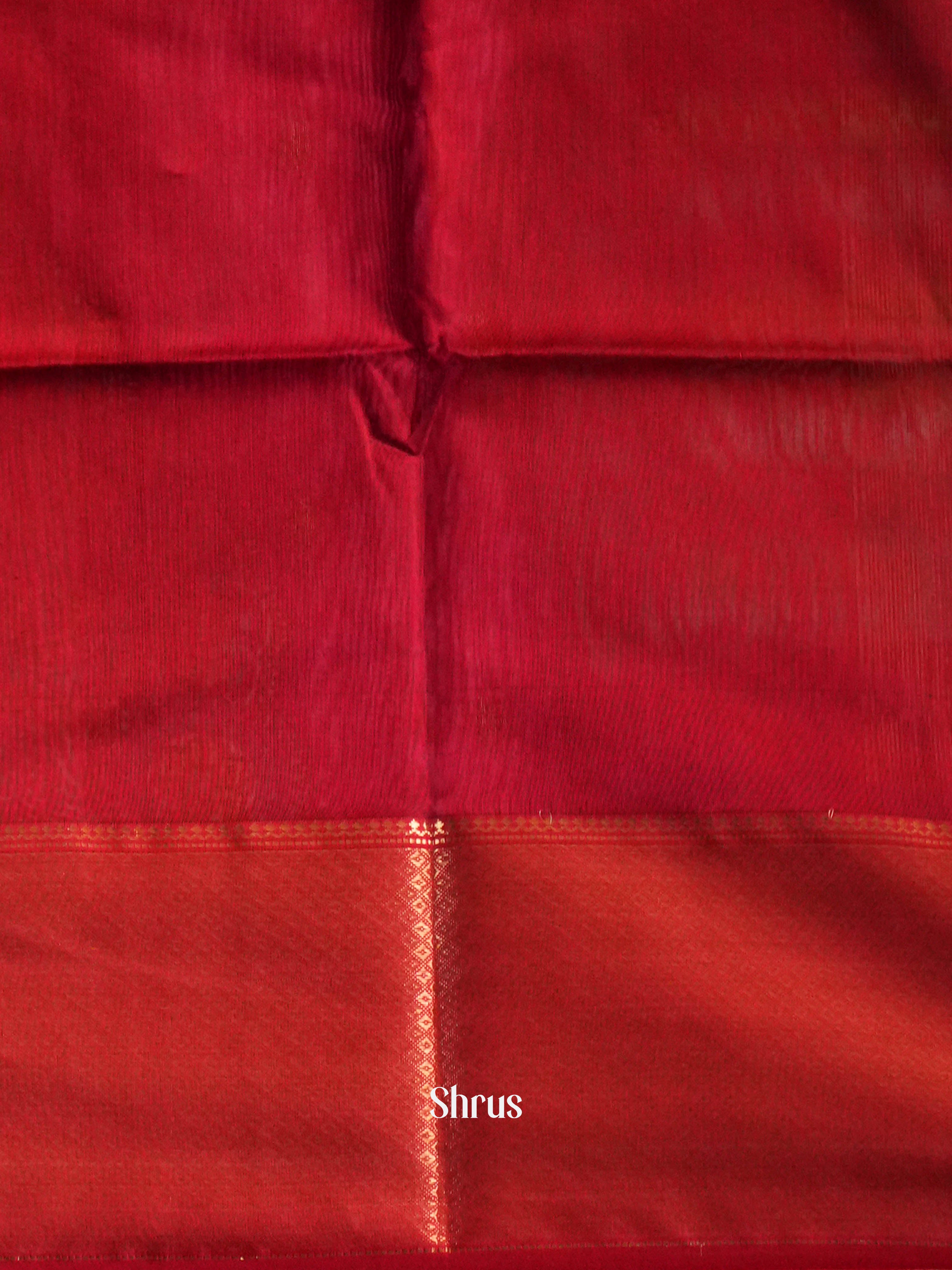 Green Red Maheshwari silkcotton Saree - Shop on ShrusEternity.com
