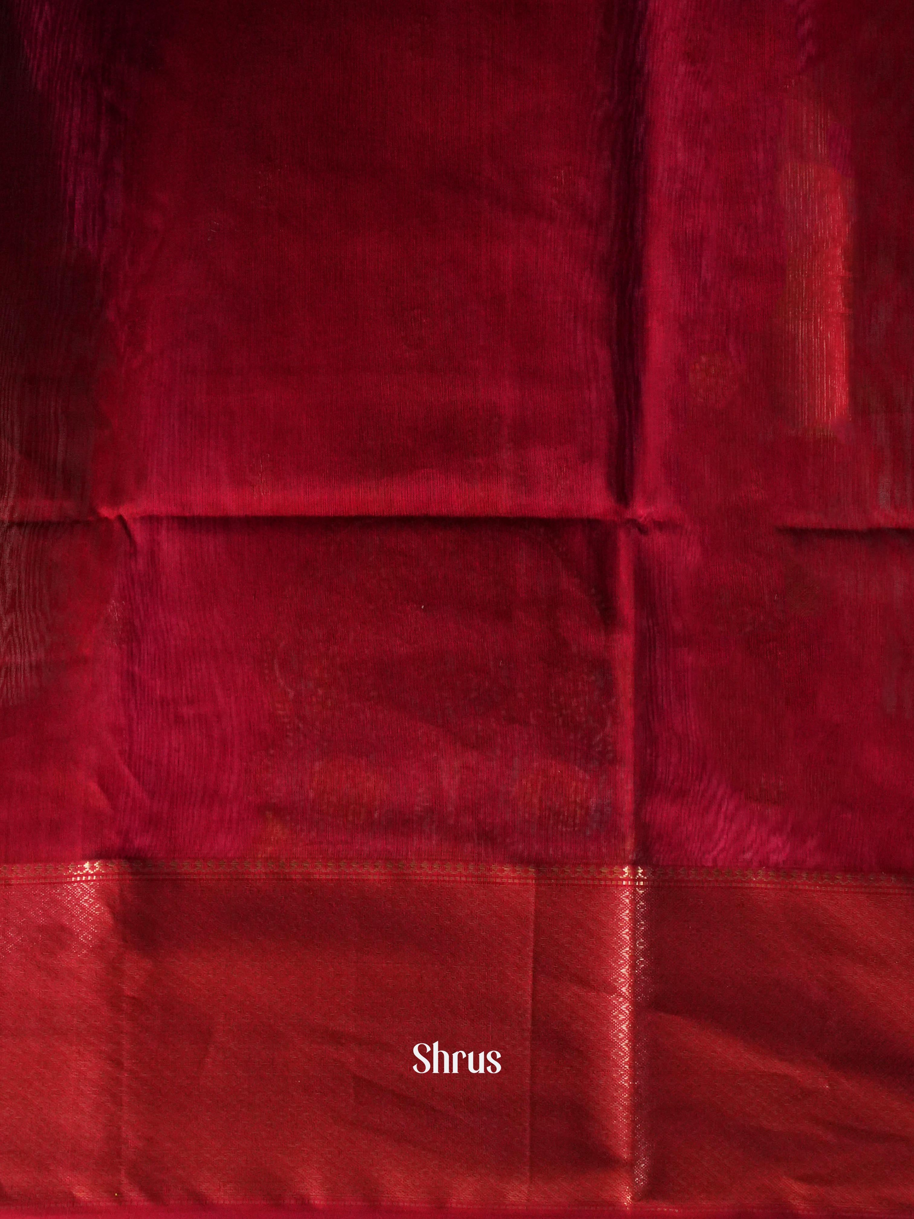 Dark Grey & Red - Maheshwari silkcotton Saree - Shop on ShrusEternity.com