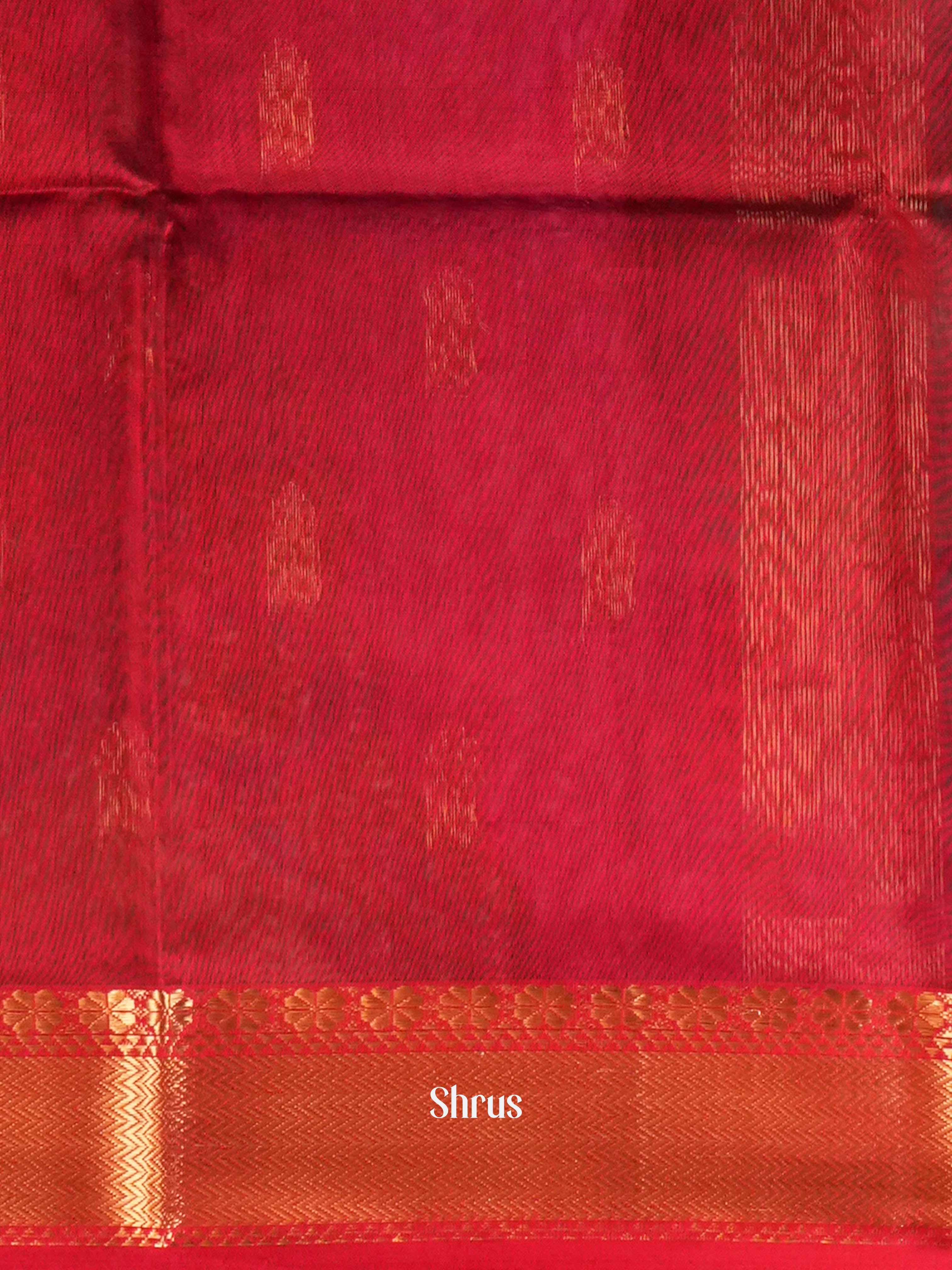 Green Red Maheshwari silkcotton Saree - Shop on ShrusEternity.com