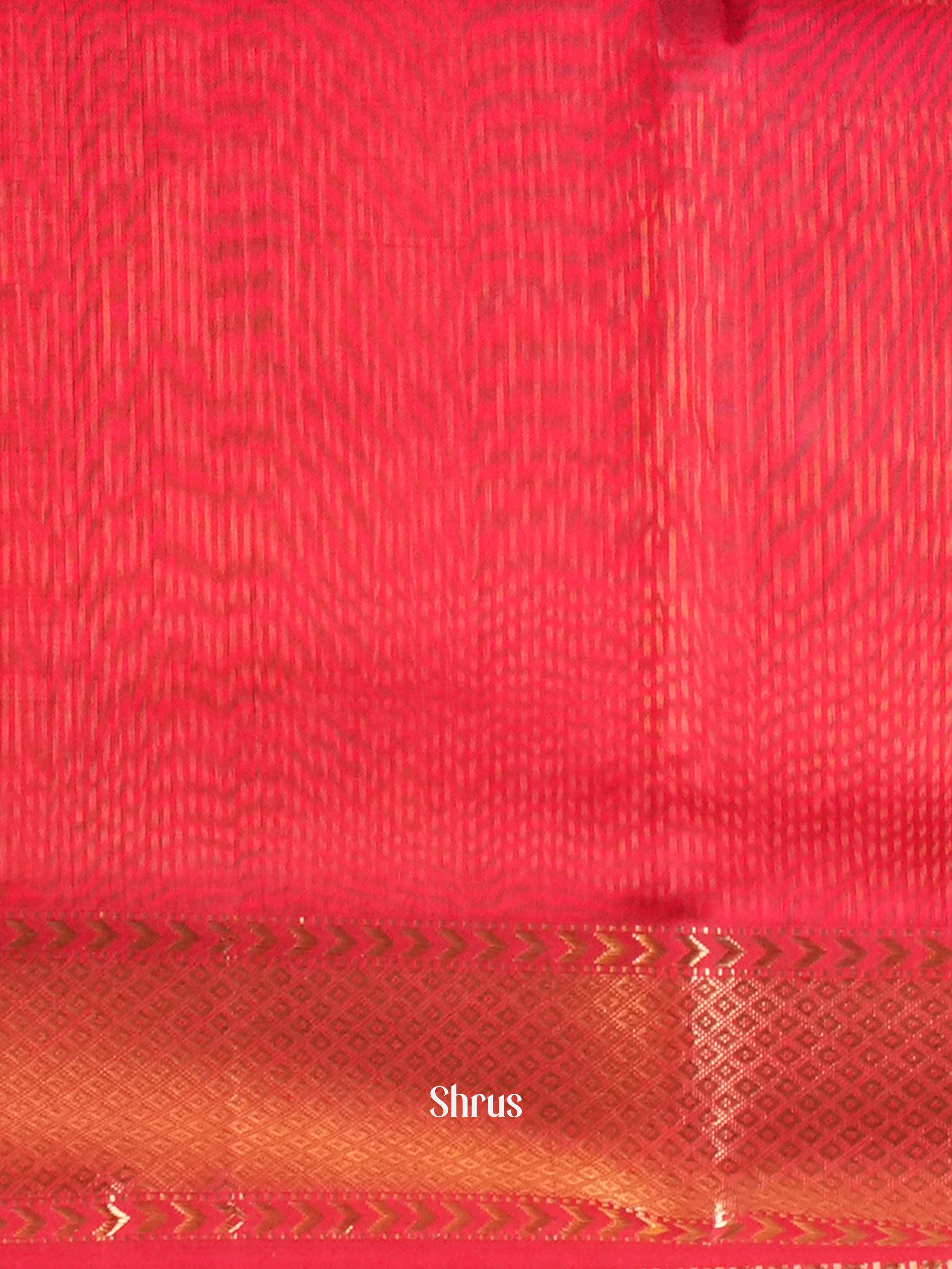 Fiery orange & Red Maheshwari silkcotton Saree - Shop on ShrusEternity.com