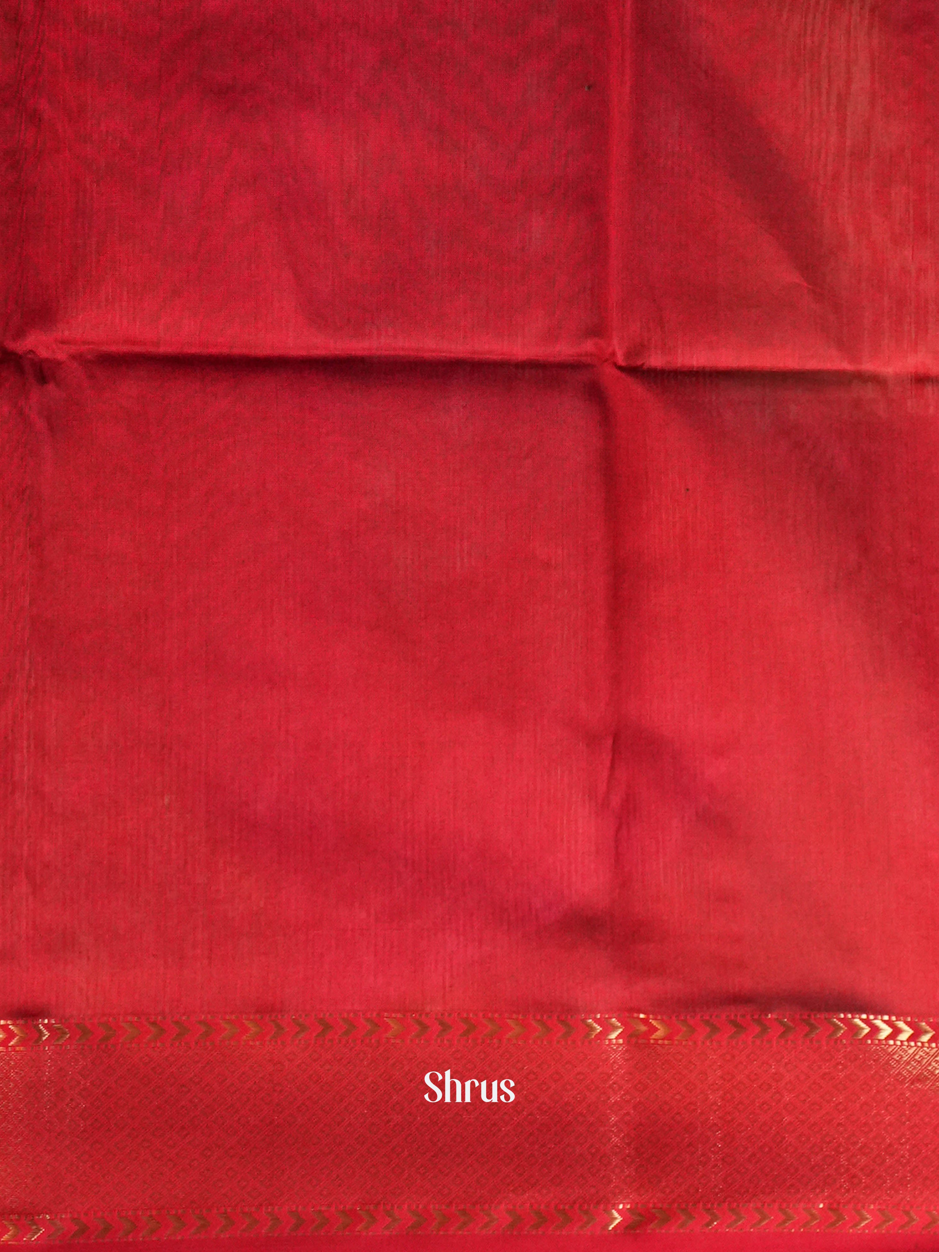 Dusty grey & Red Maheshwari silkcotton Saree - Shop on ShrusEternity.com