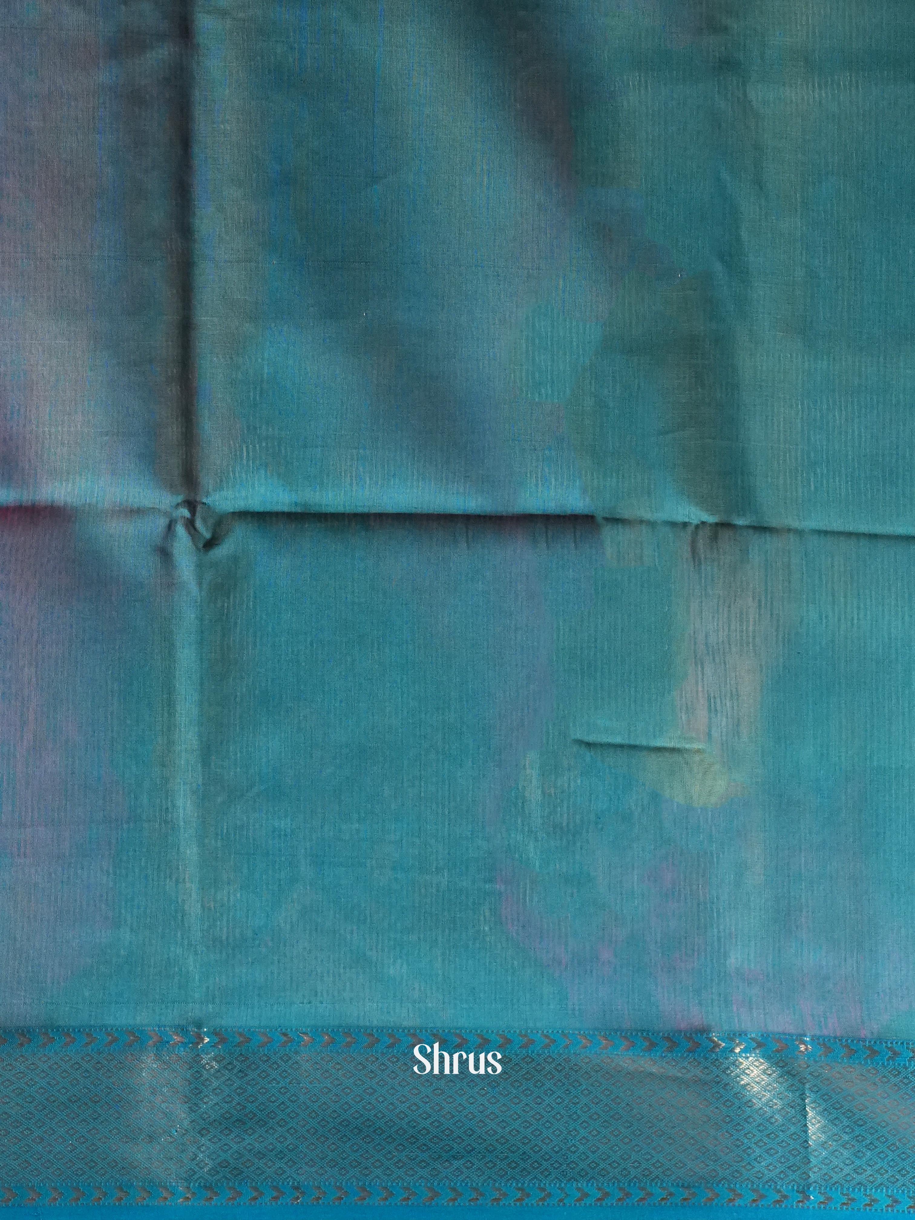Olive Yellow & Blue - Maheshwari silkcotton Saree - Shop on ShrusEternity.com