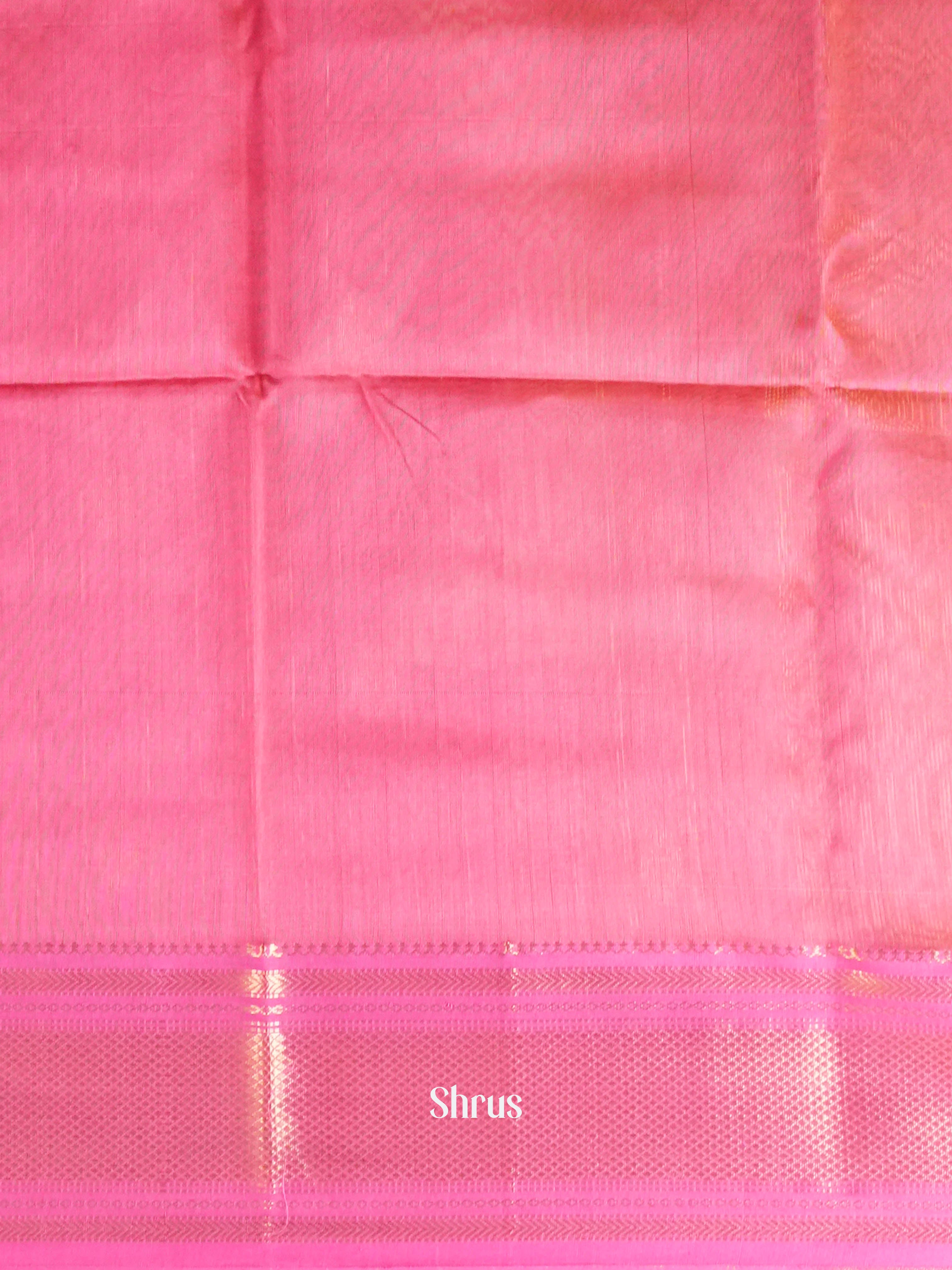 Yellow Pink Maheshwari silkcotton Saree - Shop on ShrusEternity.com