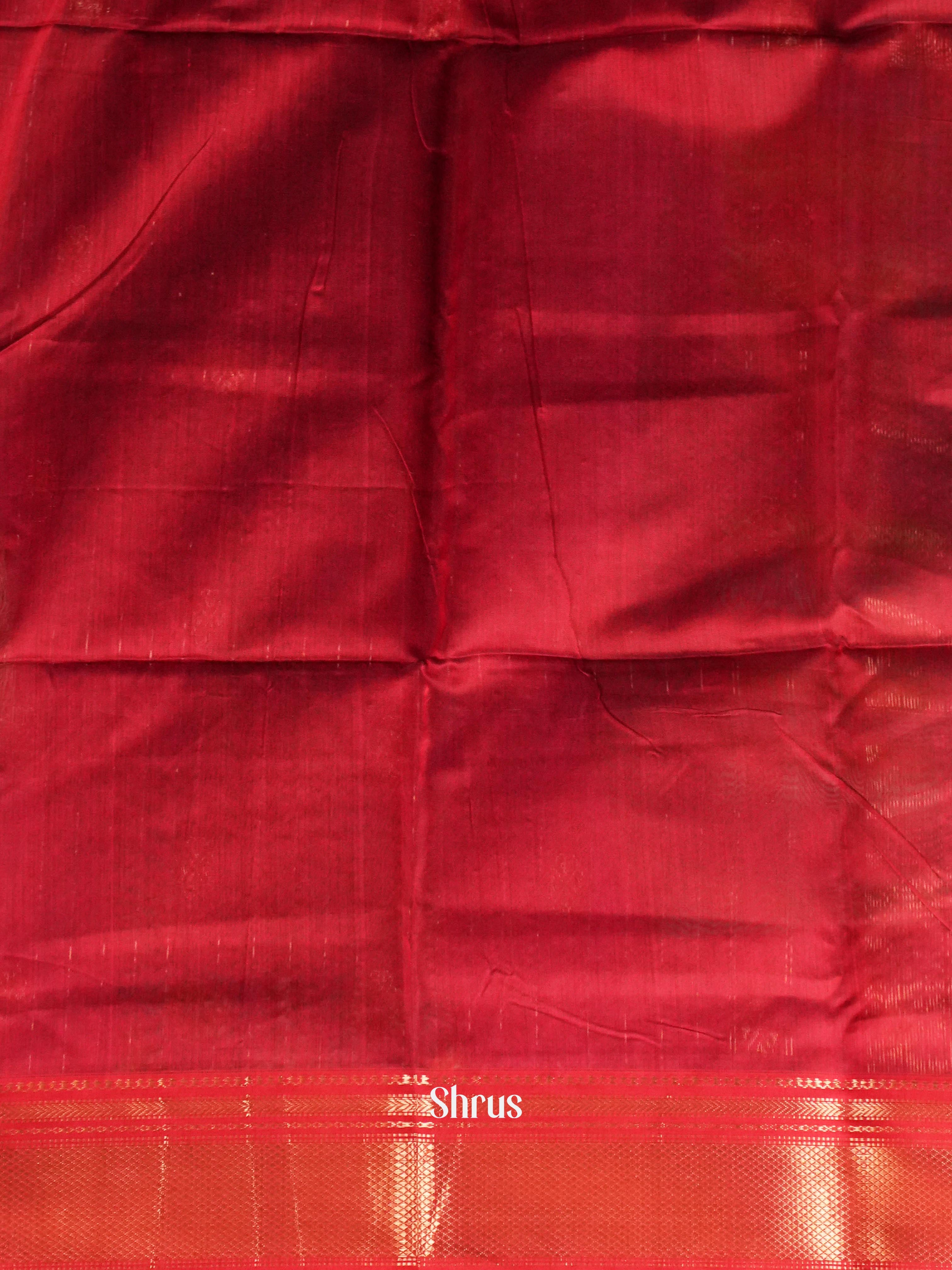 Green & Red - Maheshwari silkcotton Saree - Shop on ShrusEternity.com