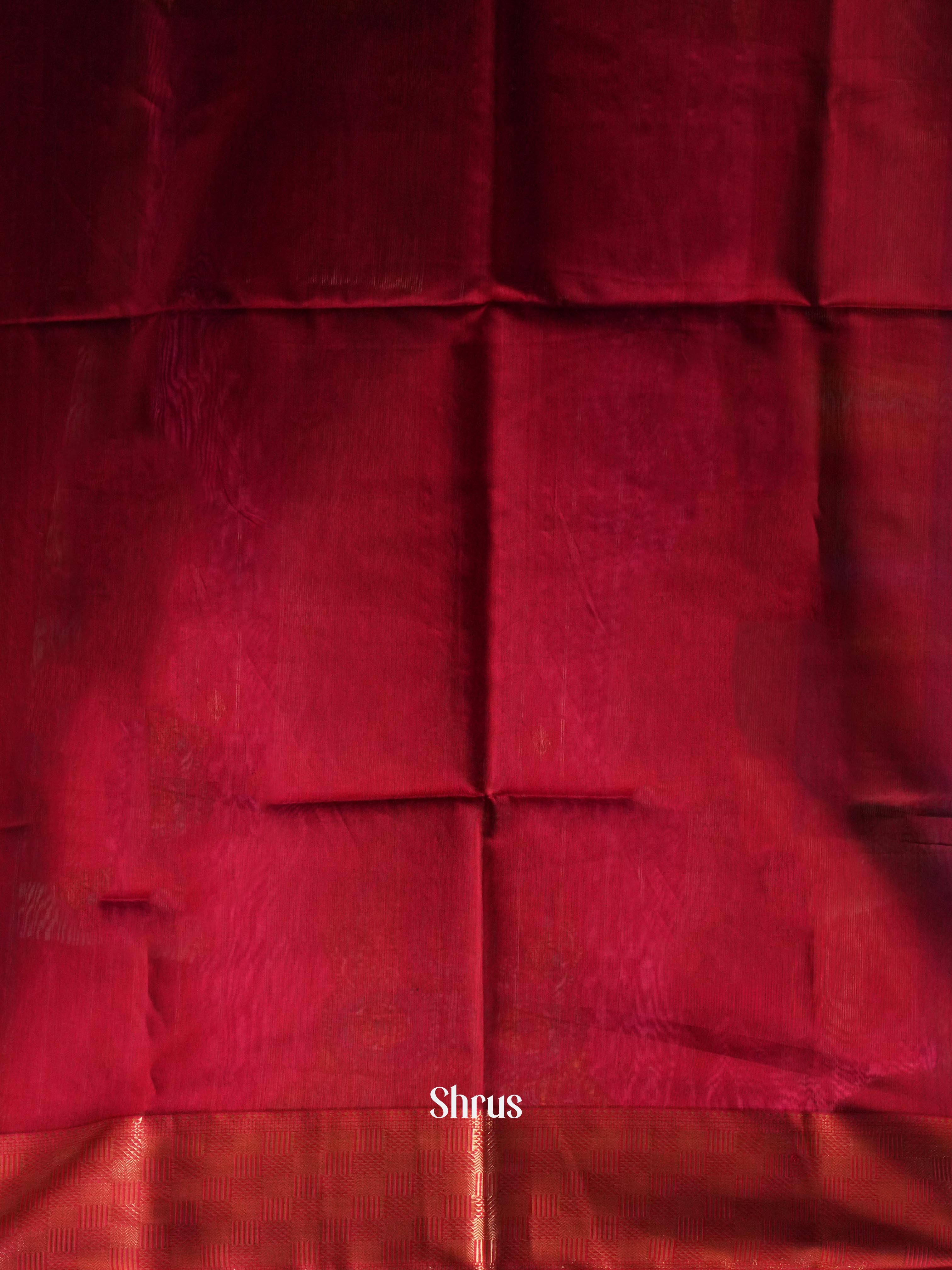 Blue Red Maheshwari silkcotton Saree - Shop on ShrusEternity.com