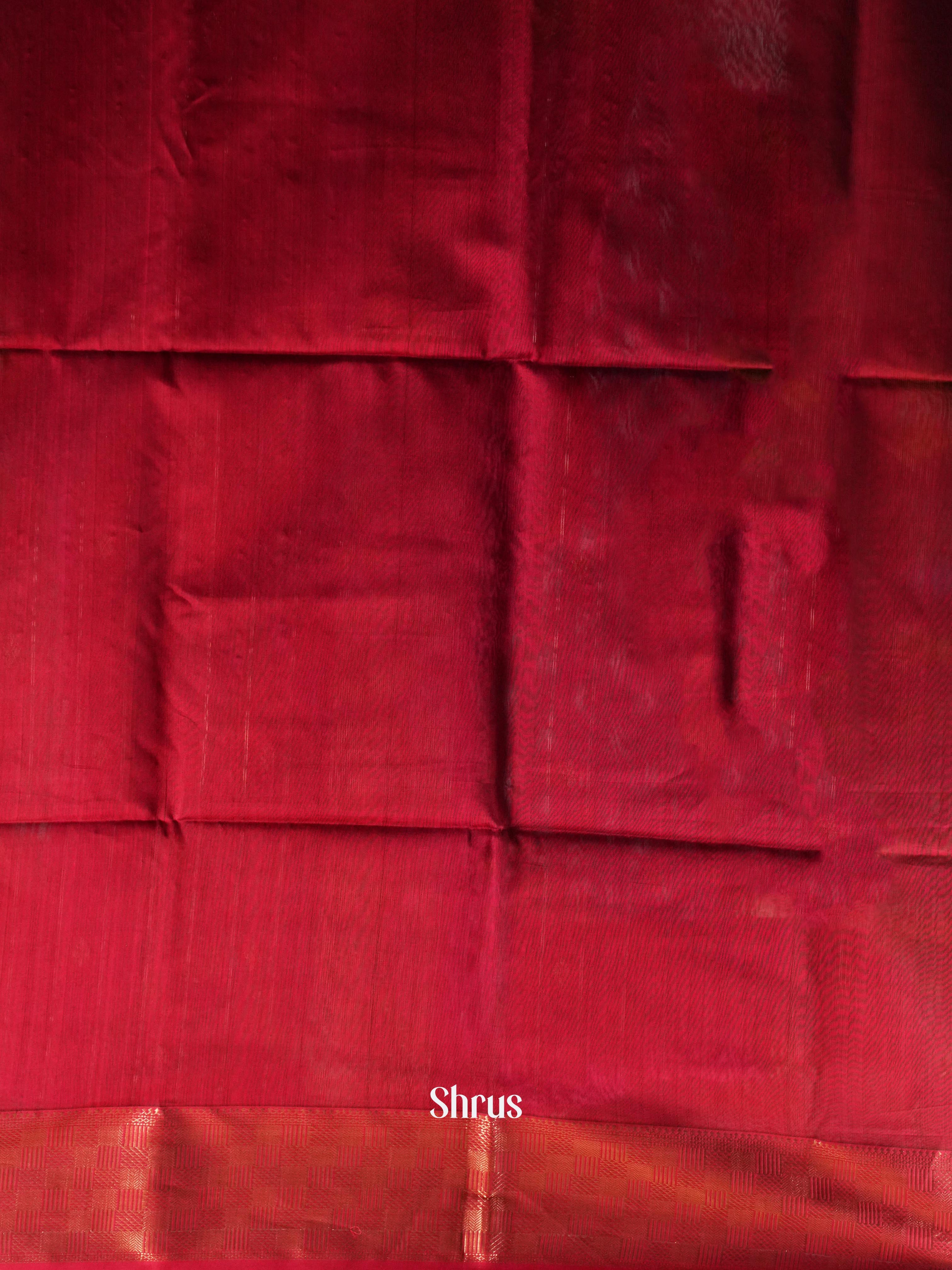 Green & Red Maheshwari silkcotton Saree - Shop on ShrusEternity.com
