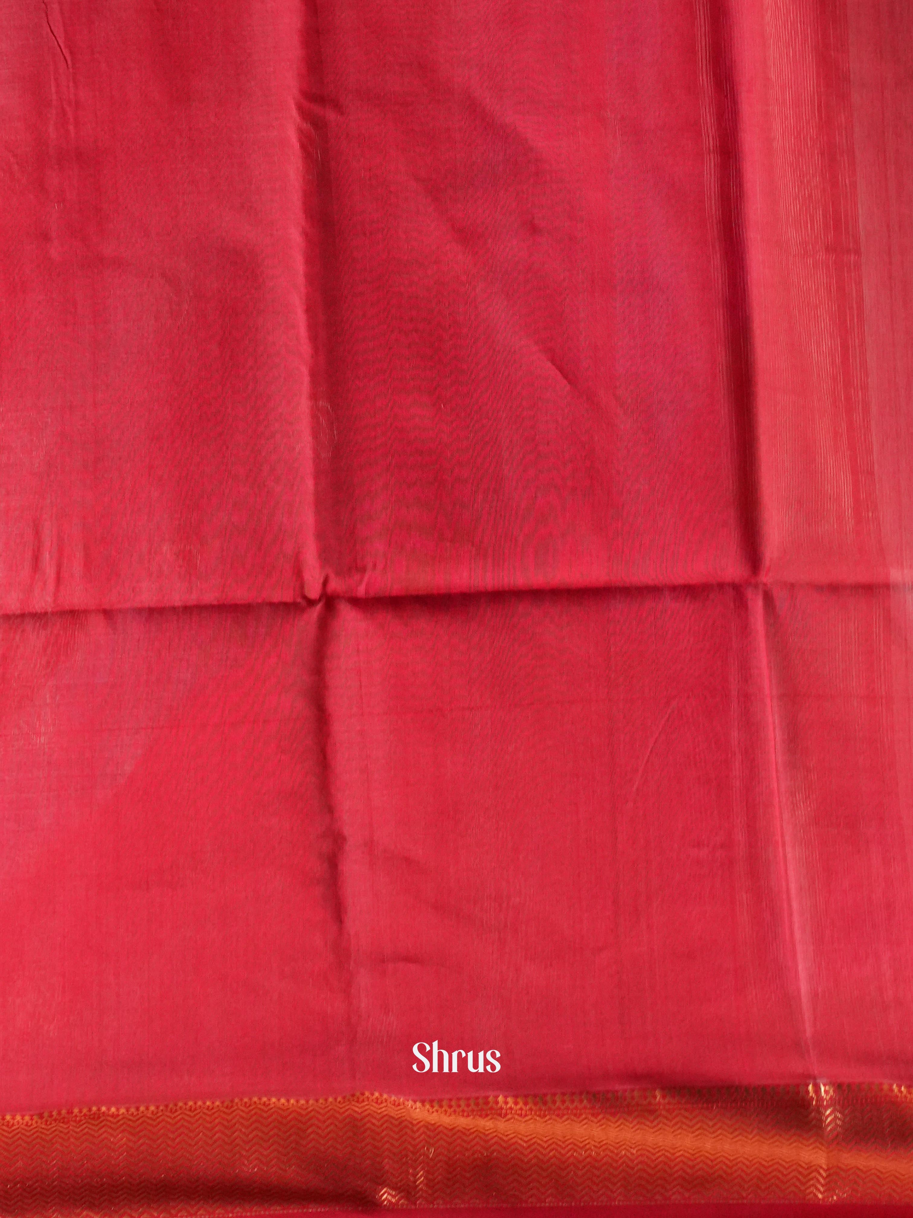 Cream & Reddish pink Maheshwari silkcotton Saree - Shop on ShrusEternity.com