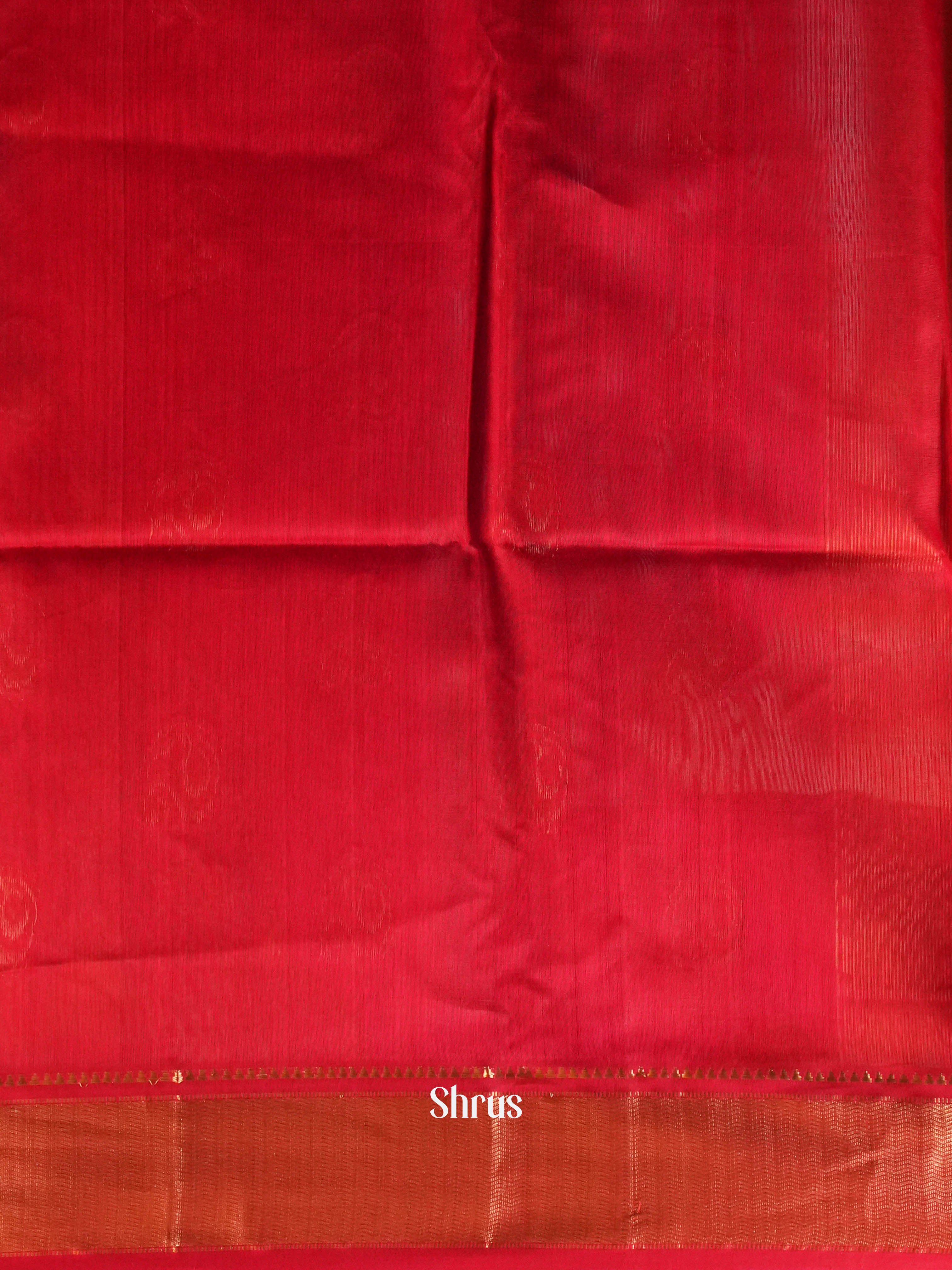 Fiery orange & Red Maheshwari silkcotton Saree - Shop on ShrusEternity.com