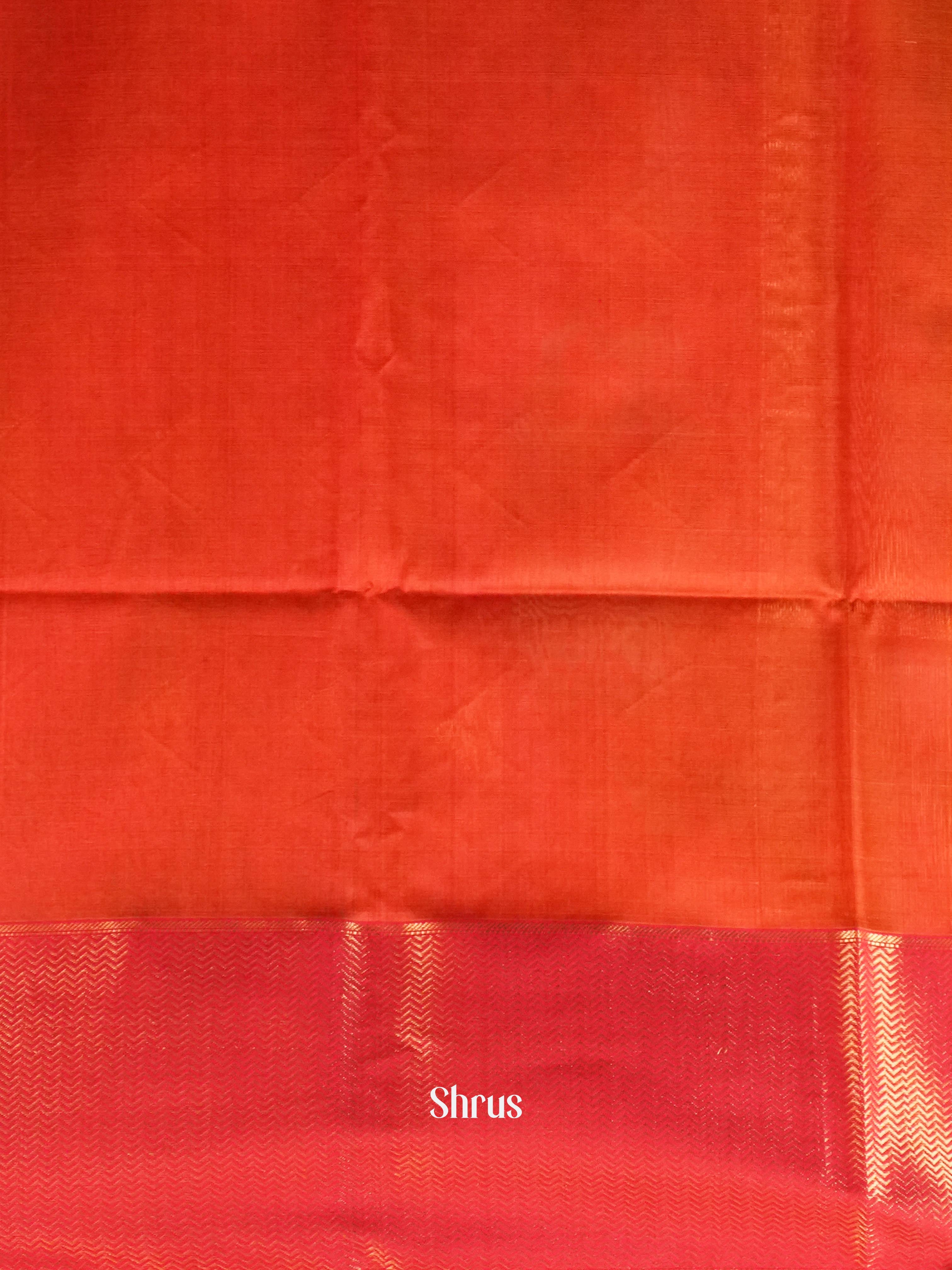 Mustard Yellow & Red - Maheshwari silkcotton Saree - Shop on ShrusEternity.com