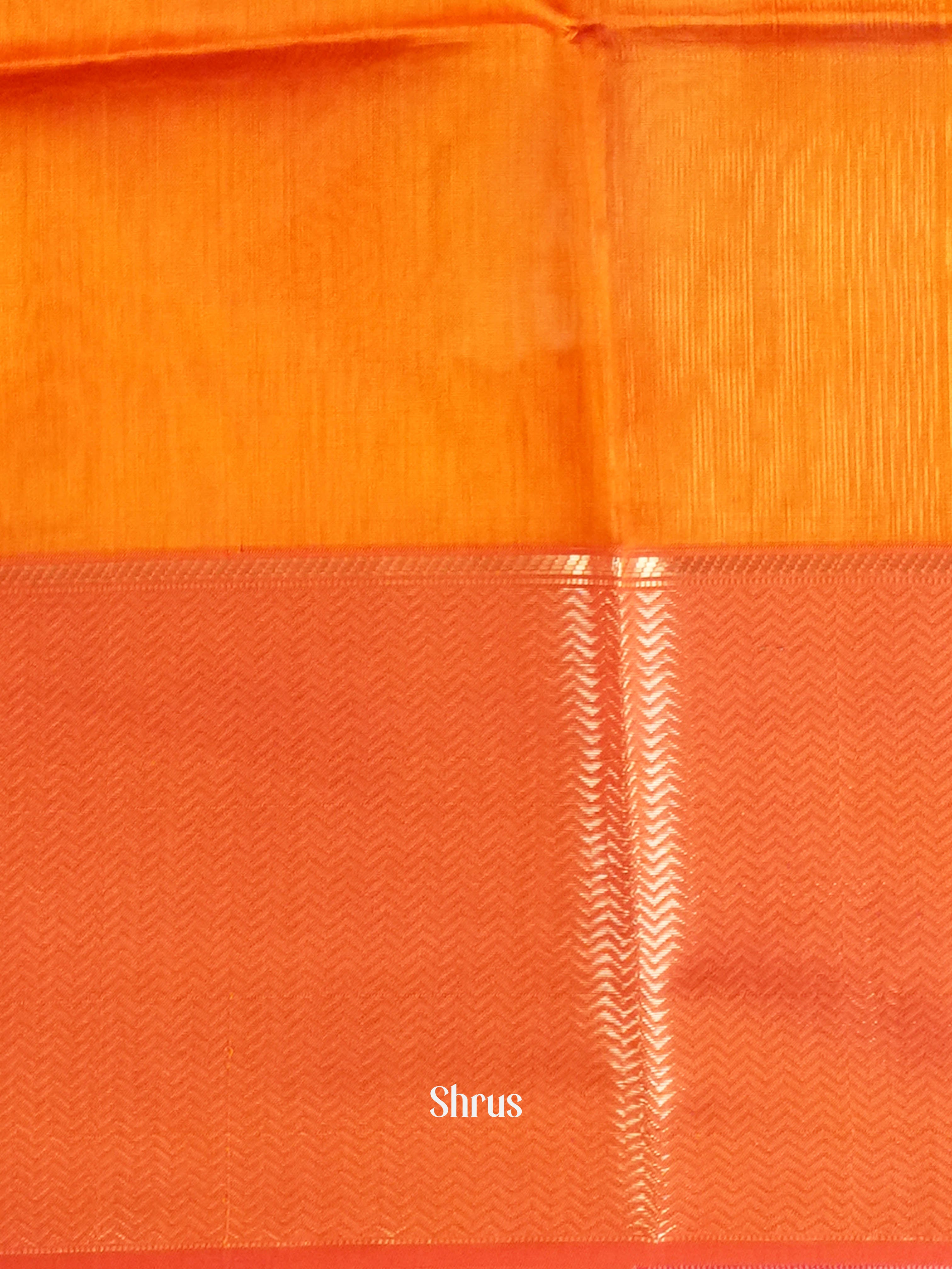Orange Maheshwari silkcotton Saree - Shop on ShrusEternity.com