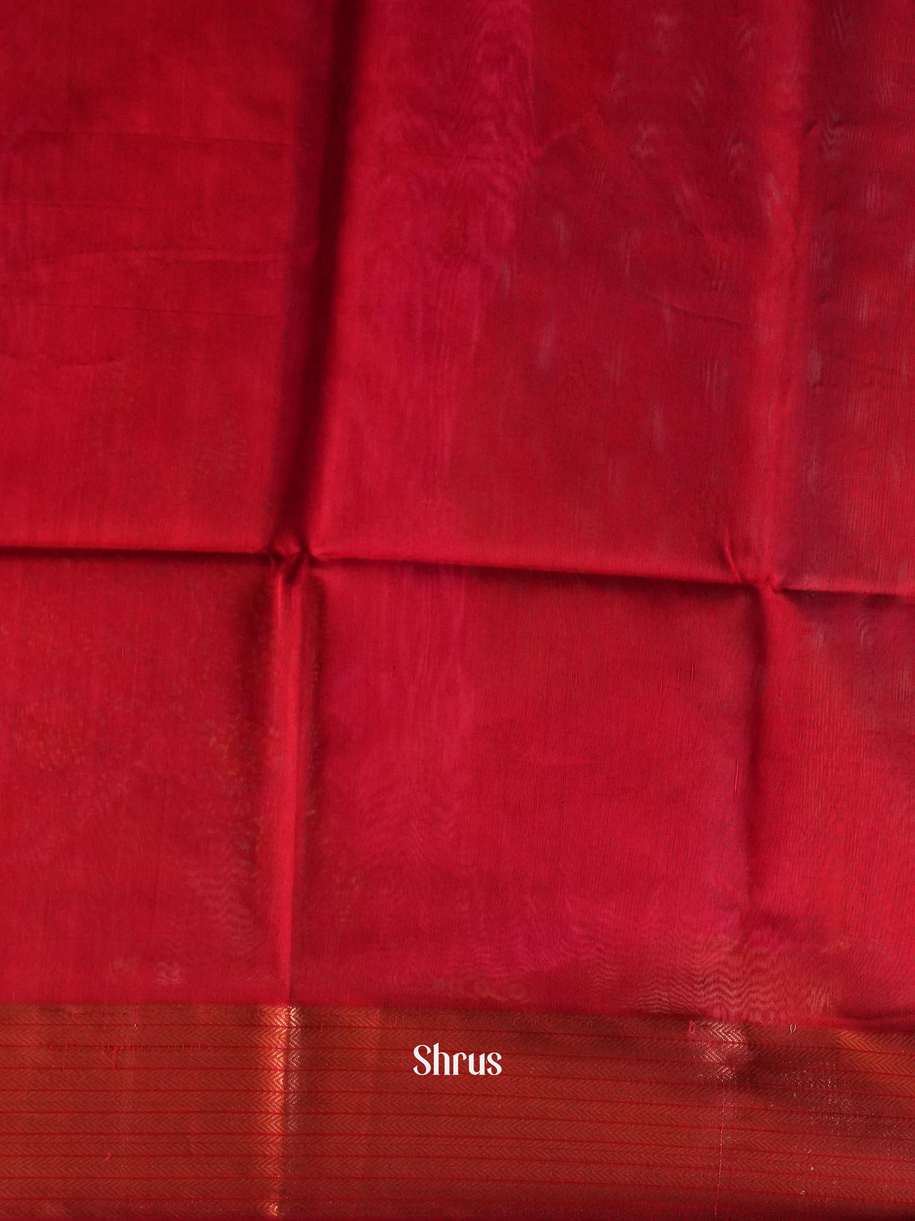 Red - Maheshwari silkcotton Saree - Shop on ShrusEternity.com