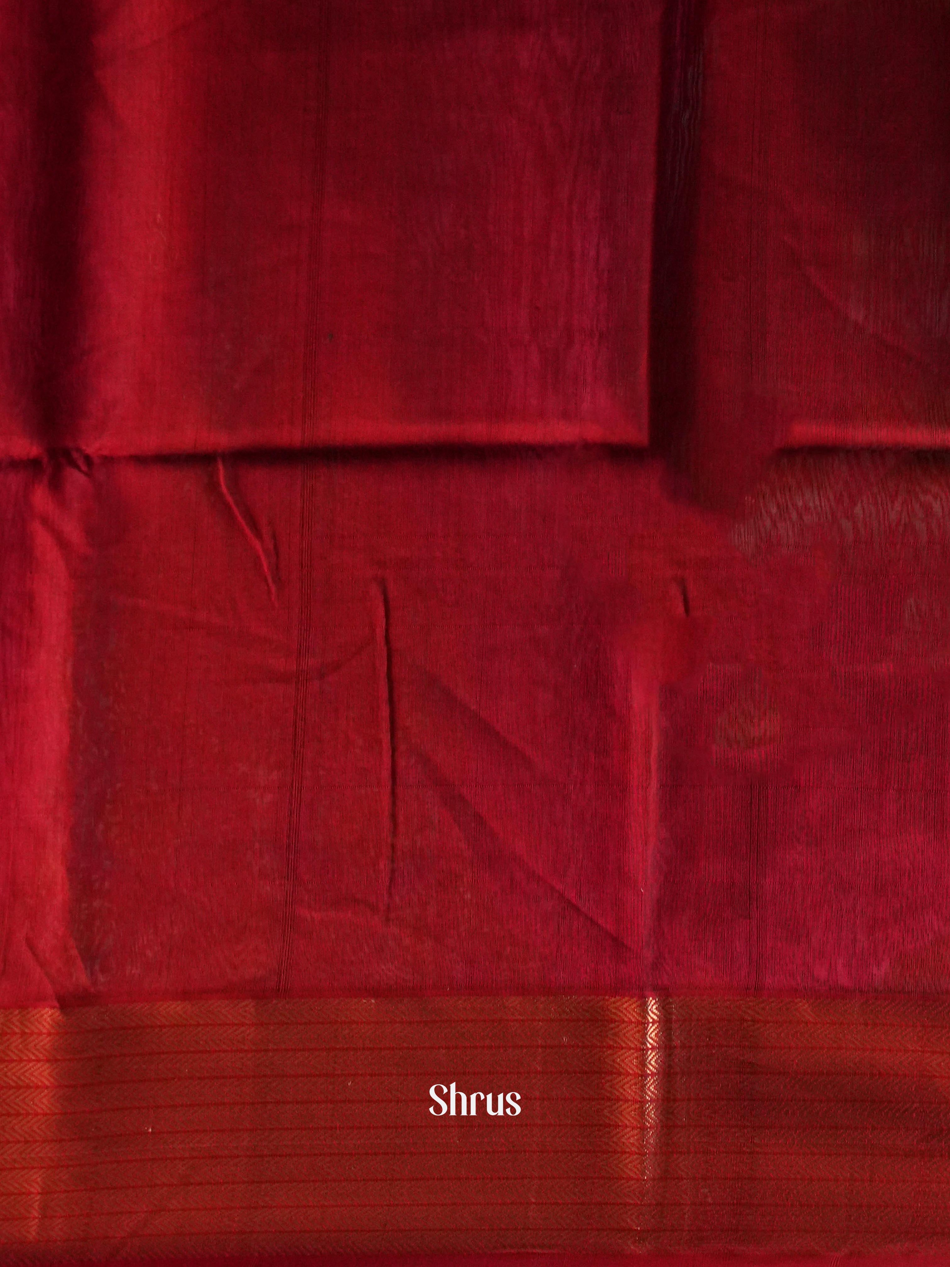 Green & Red - Maheshwari silkcotton Saree - Shop on ShrusEternity.com
