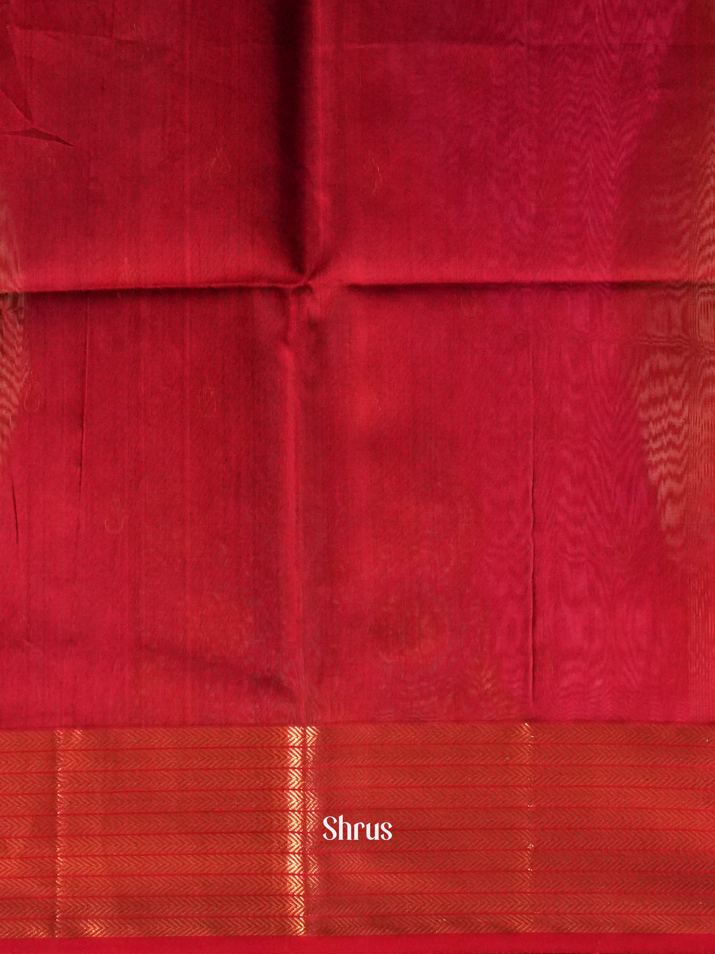 Mehendi green Red Maheshwari silkcotton Saree - Shop on ShrusEternity.com