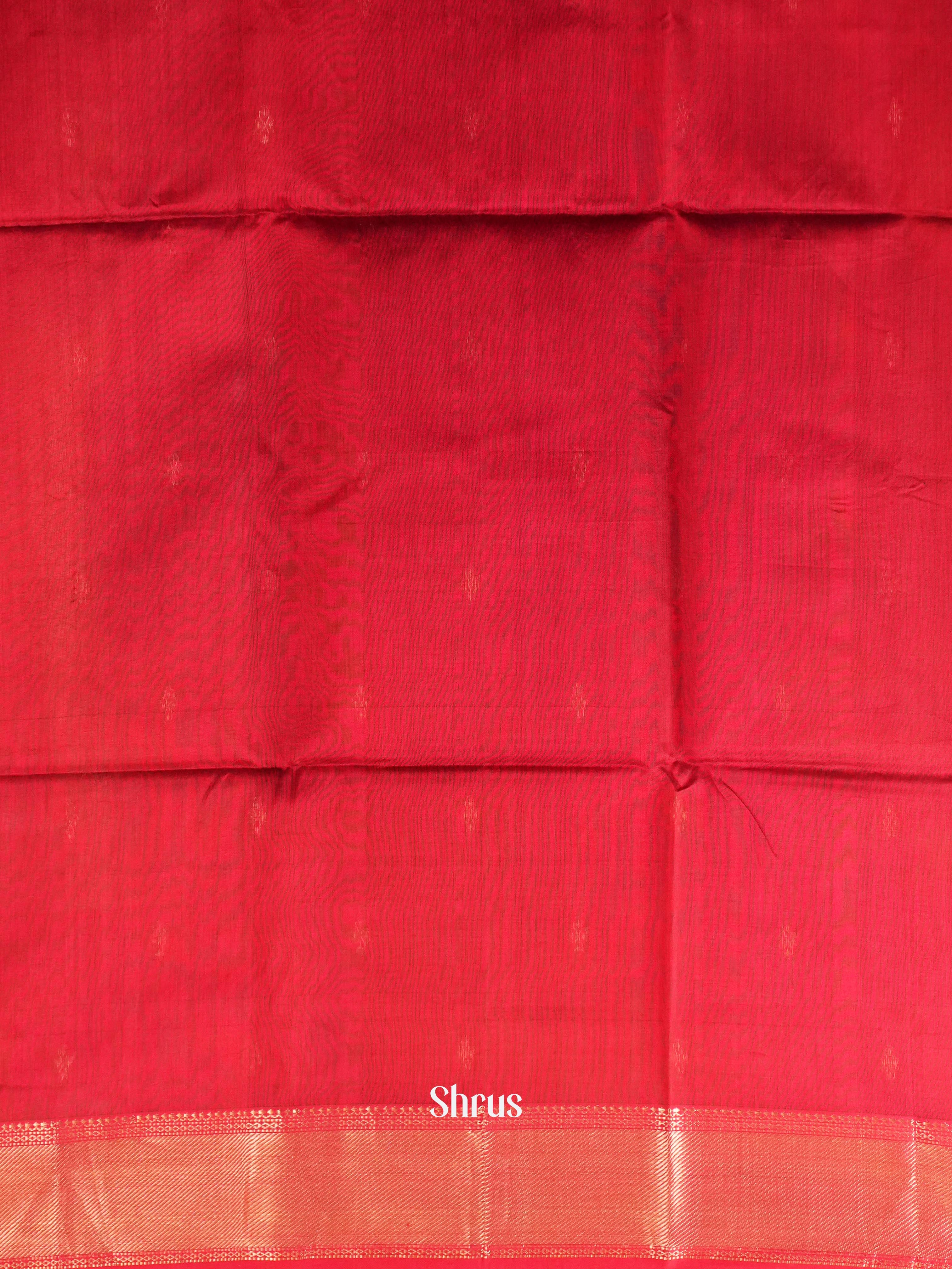Grey Red Maheshwari silkcotton Saree - Shop on ShrusEternity.com