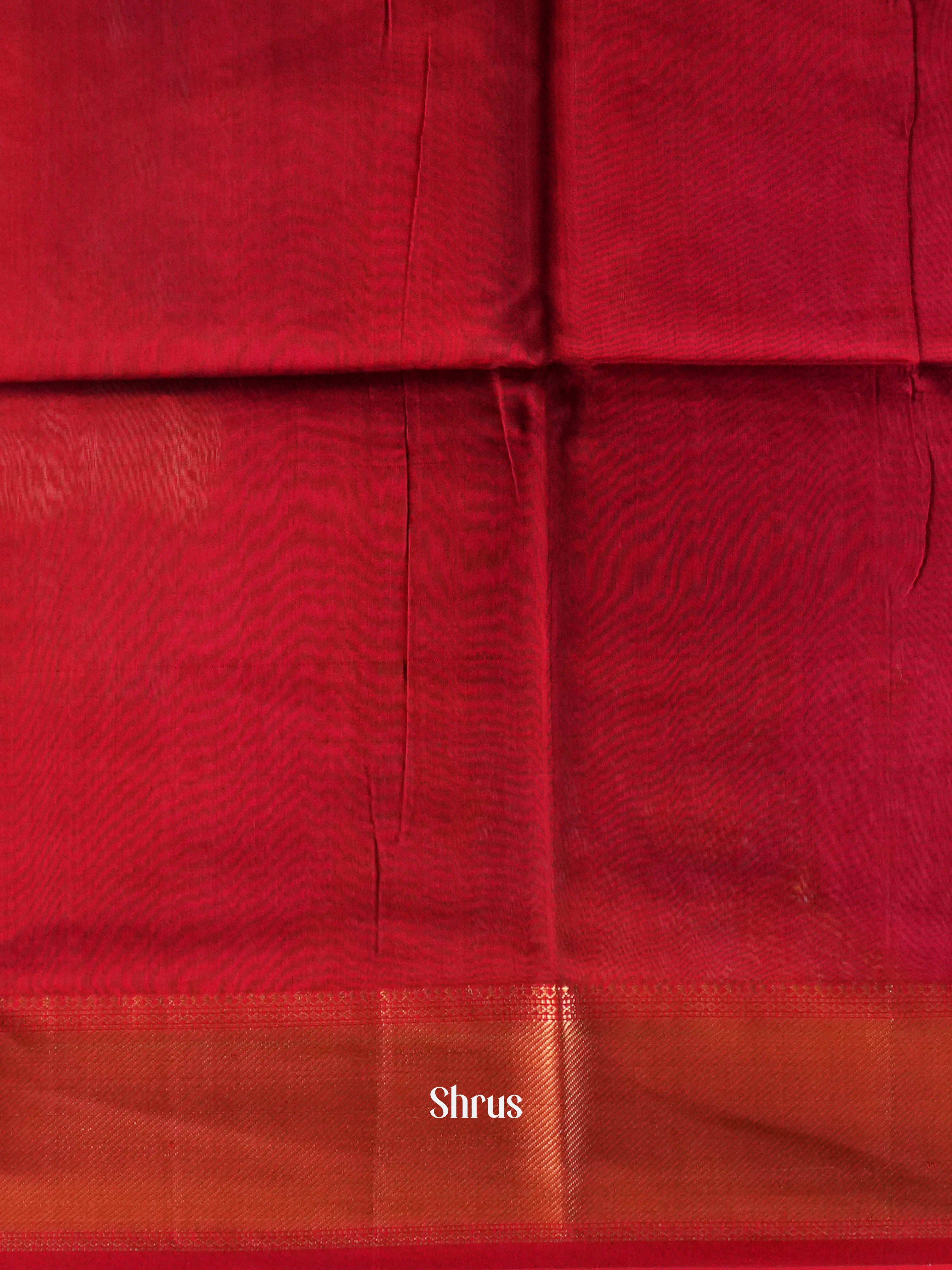 Green Red Maheshwari silkcotton Saree - Shop on ShrusEternity.com