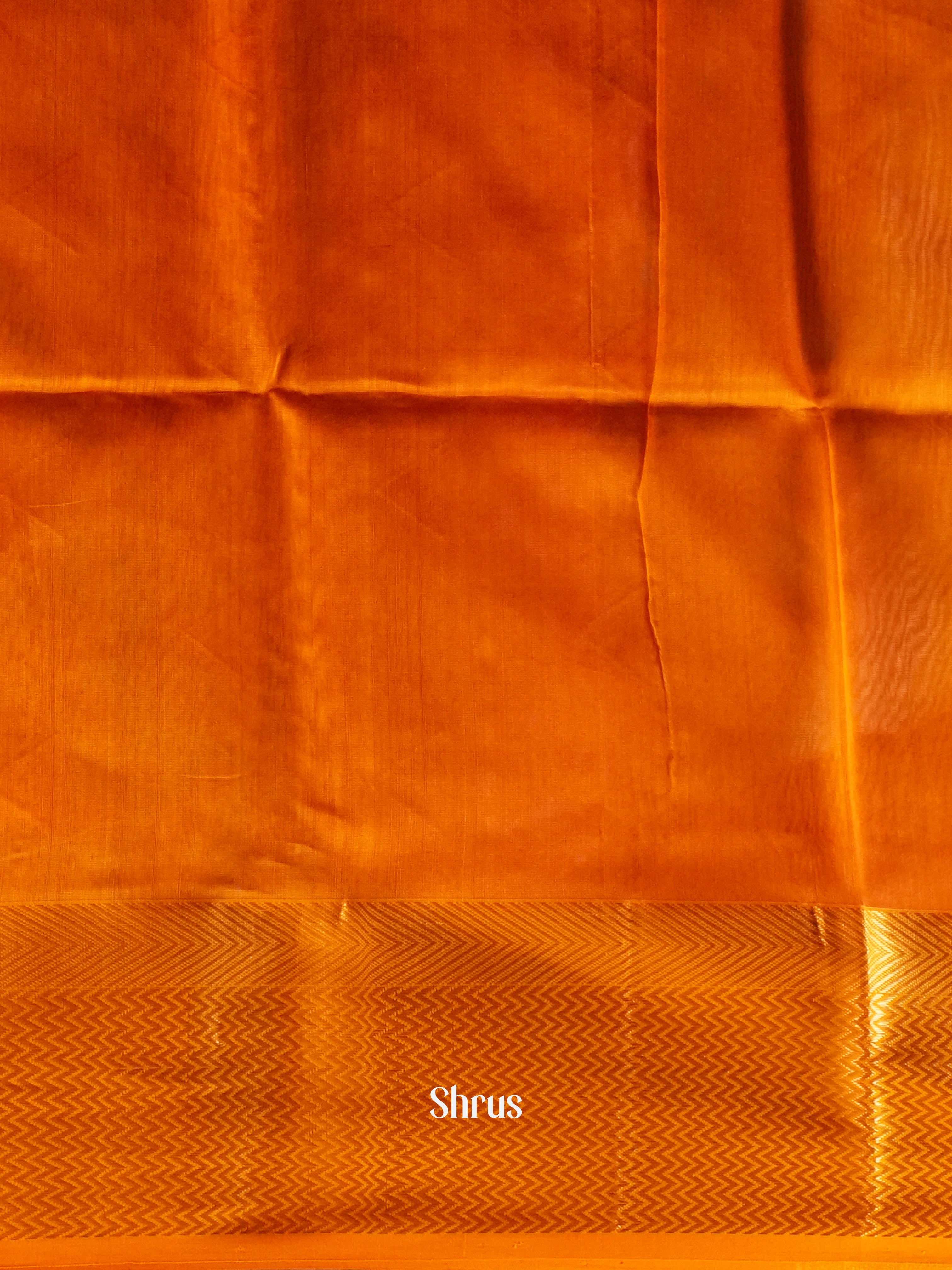 Reddish pink & firey orange Maheshwari silkcotton Saree - Shop on ShrusEternity.com