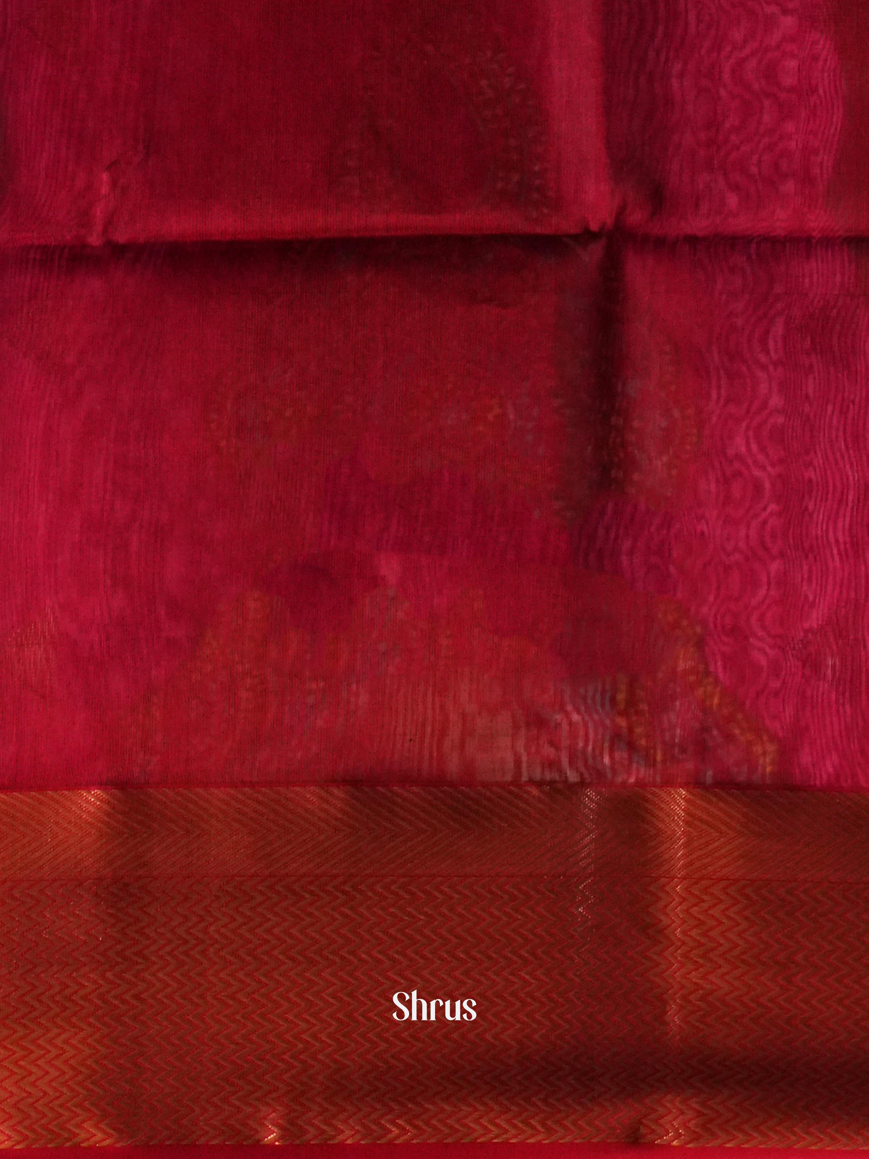 Mehendi Green & Red Maheshwari silkcotton Saree - Shop on ShrusEternity.com